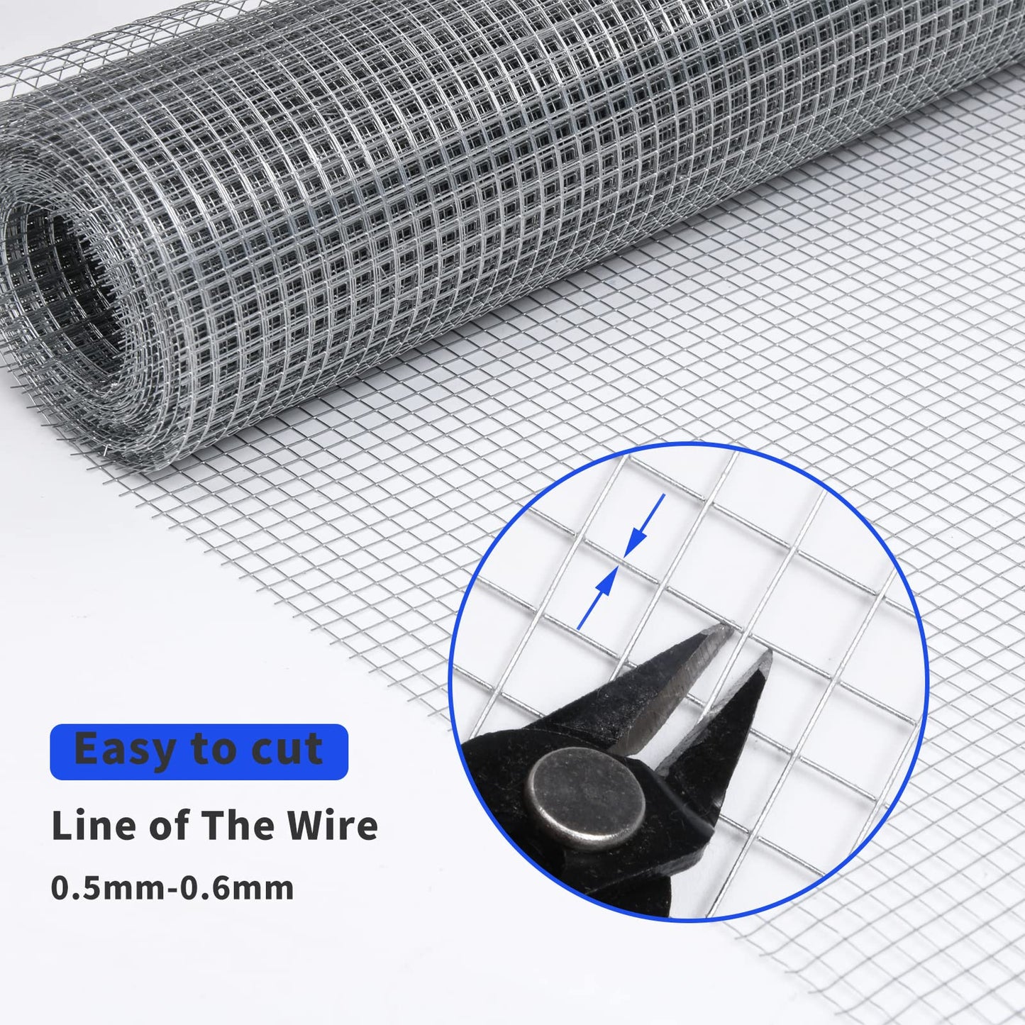Rodent Mesh, Galvanized Wire Metal Mesh Hardware Cloth Welded Roll for Vegetables Garden, Easy to Cut and Make Straight, Never Rust (6Mx50cm)