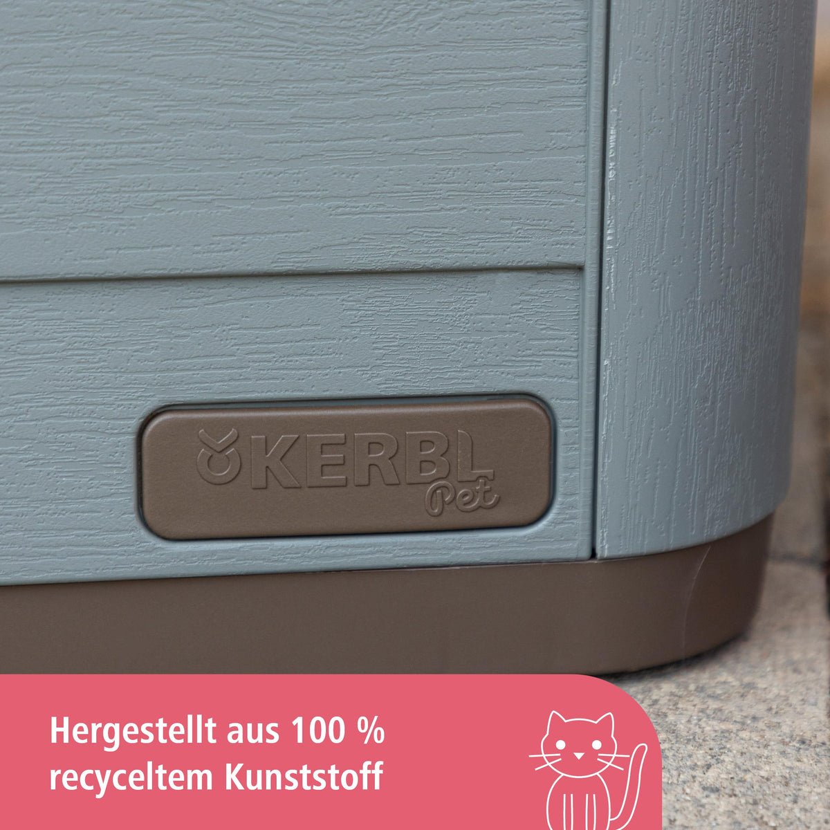Kerbl Paola Eco 81341 Cat House, Mediterranean Look, Recycled Plastic, Grey Green/Brown, 60 x 51 x 41 cm