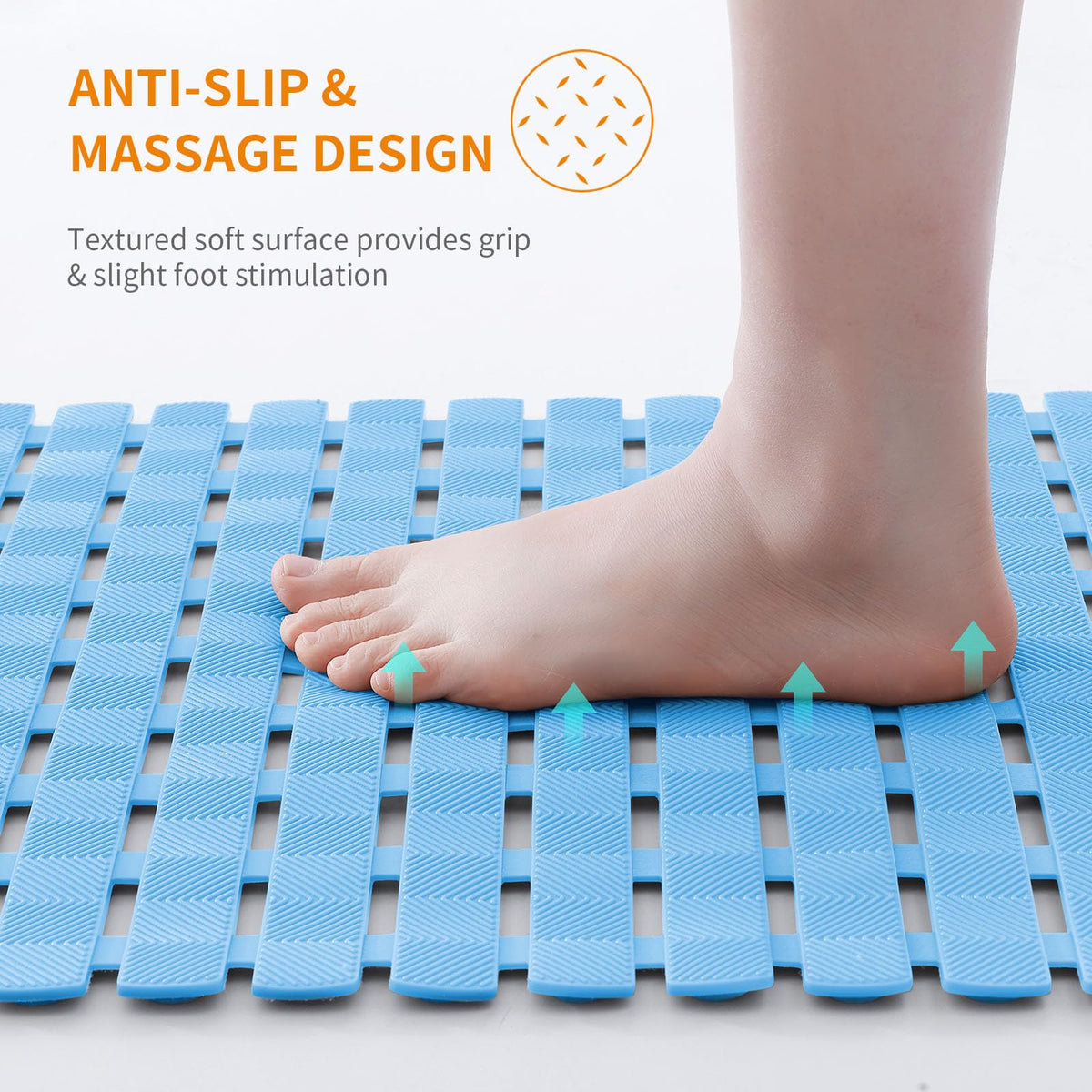 Smiry Shower Bath Mat Non Slip, Quick Drying for Inside Shower, 40 x 70 cm