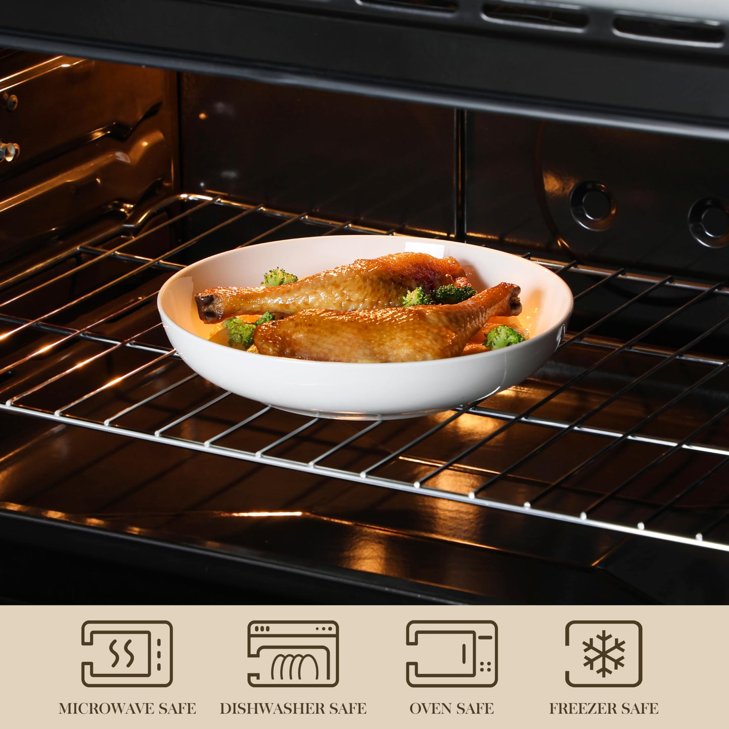 MALACASA 10 Inch Large Pasta Bowls Set of 4, 1680 ML Salad Bowls, Ceramic Bowl Sets, Wide and Shallow Bowls Set, Microwave and Dishwasher Safe, Series