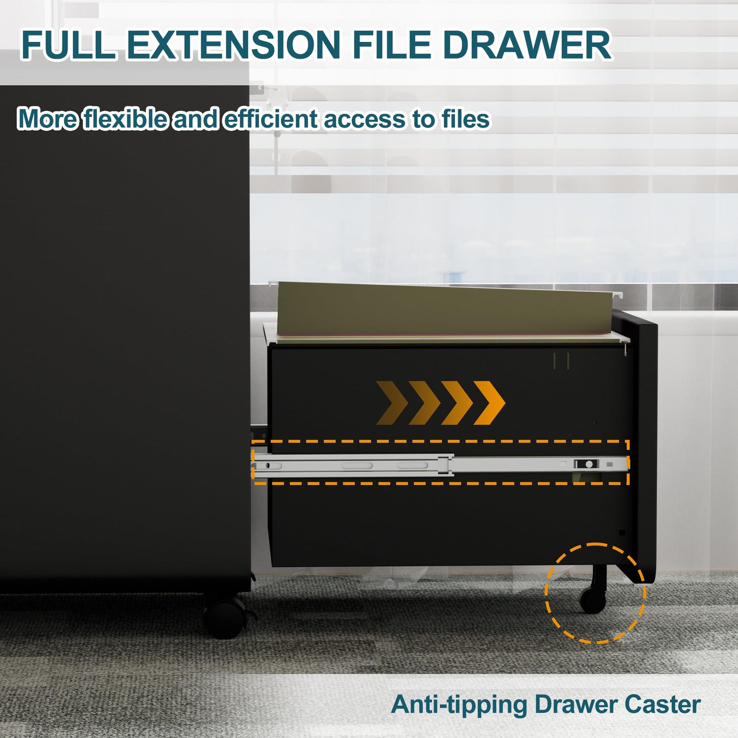 LVSTEEL Mobile Filing Cabinet, Lockable 2 Drawers with Suspension File Hanging Rails, With 4 Keys