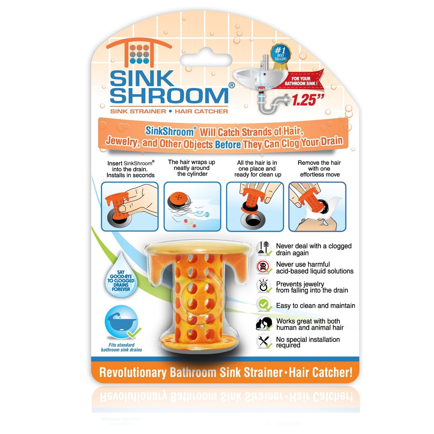 SinkShroom Autumn Orange, Sink Drain, One Size