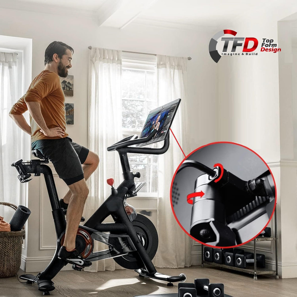 TFD The Pivot for Peloton Bikes (Original Models), Made in USA | 360? Movement Monitor Adjuster - Easily Adjust & Rotate Your Peloton Screen | Peloton