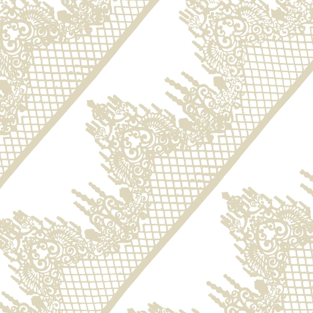 Large Pre-Made Ready to Use Edible Cake Lace Lattice Diamond Scallop 12-inch 10-piece Set Ivory White