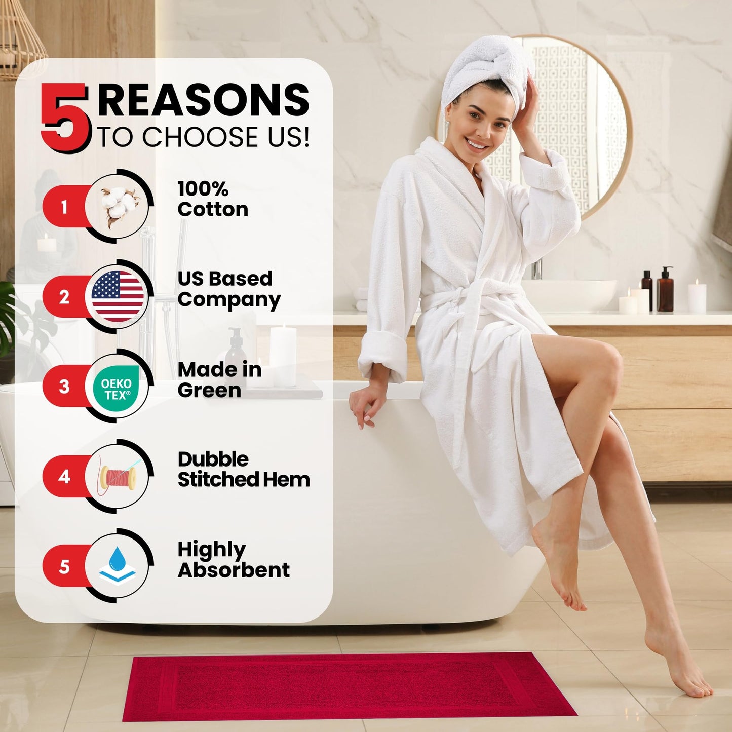 Infinitee Xclusives Cotton Bath Mat (86 x 55 cm) - Bathroom Mat - 2-Pack