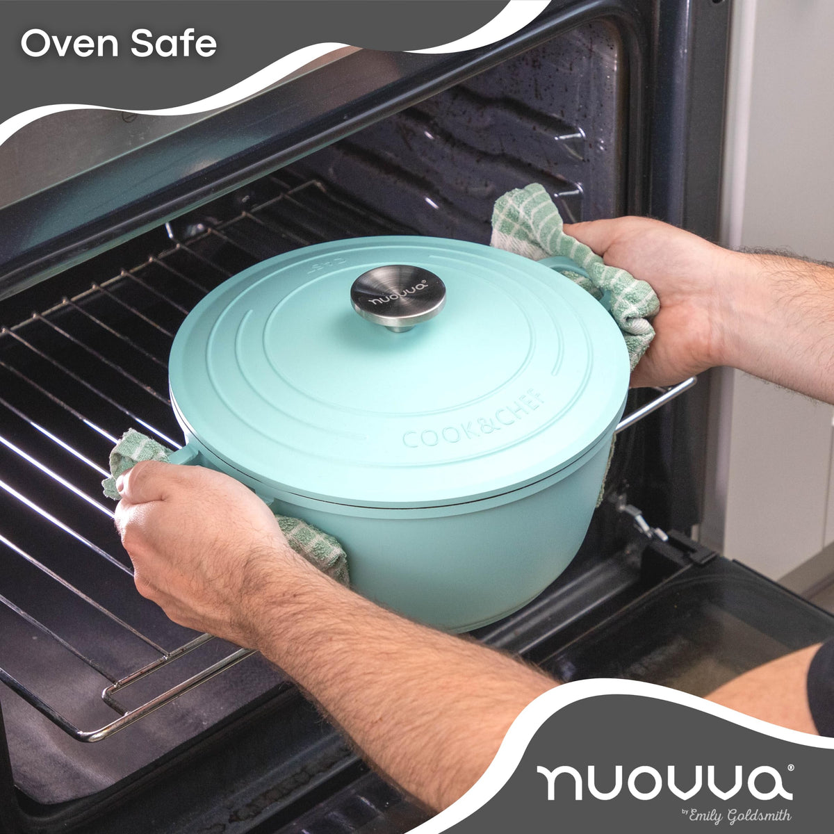 Casserole Dishes with Lid Oven Proof  Non Stick Deep Dutch Oven  Induction Cooking Pot  Oven Safe Aluminium Stockpot  4L, 24cm, Teal  by Nuovva