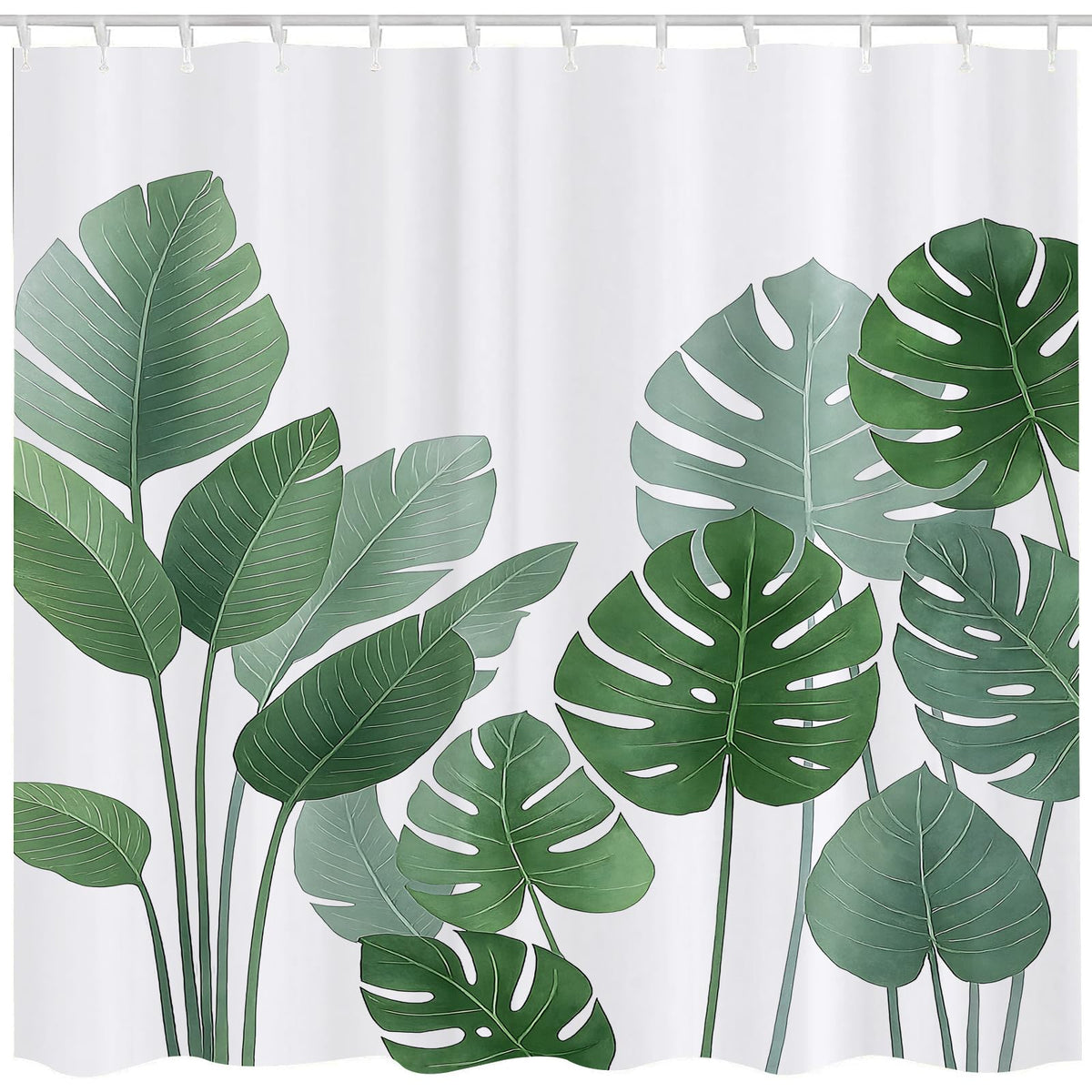 Qucarder 3D HD Nature Green Leaves Shower Curtain Design Bath Curtain Waterproof Shower Curtains for Bathroom Decor with 12 Hooks 72x72 Inch