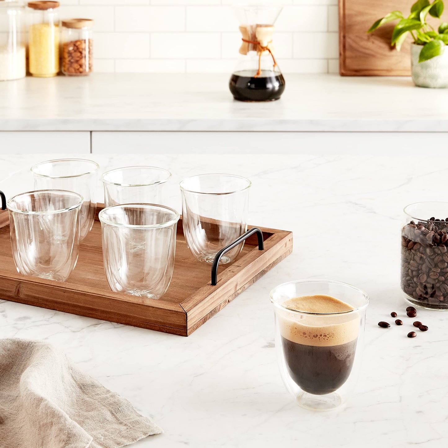 De'Longhi 5513296661-DLKC301 Delonghi DLKC301 Creamy Collection Double Walled Thermo Cappuccino Glasses, Set of 6, Dishwasher Safe,Clear, 270