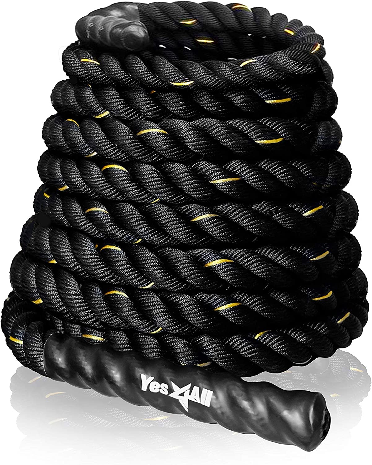 Yes4All NC7X Battle Rope, 50 mm - 9 m Training Rope, Exercise Rope 38 mm/50 mm Diameter Poly Dacron 9m/12m/15m Length, Without Anchor + Strap
