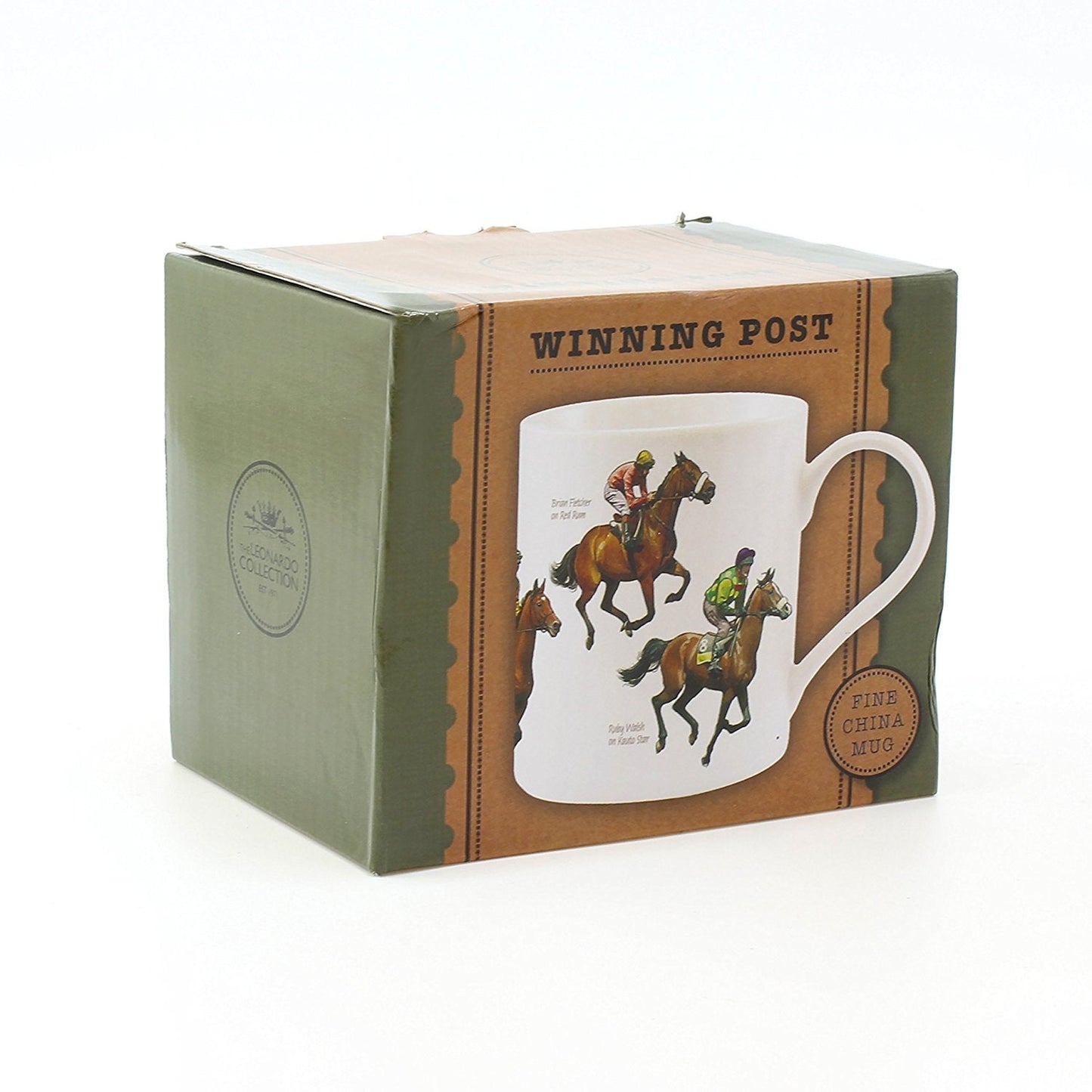 The Leonardo Collection Winning Post Fine China Windsor Mug ,Horse Racing Design, Famous Horses & Jockeys Perfect Cup for Fans of Horse Racing