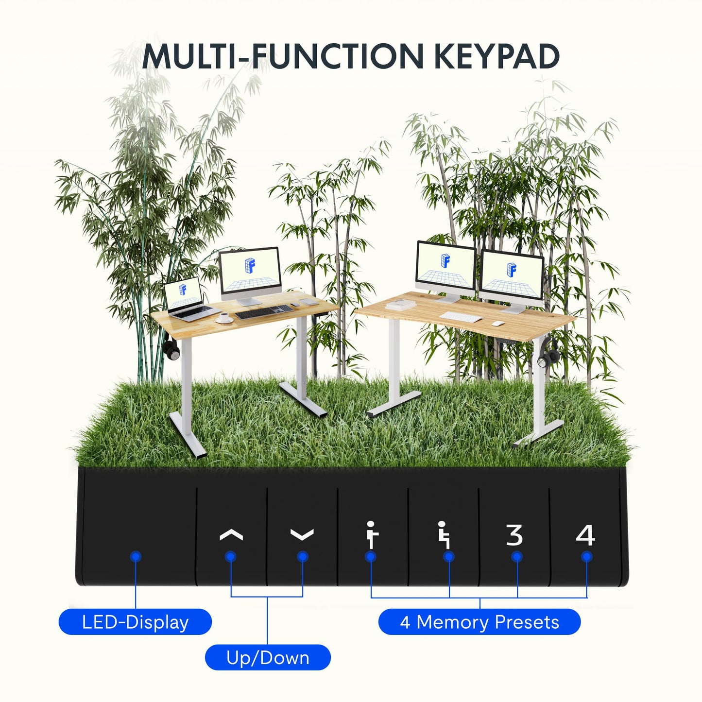 FLEXISPOT ONE PIECE Electric Standing Desk, Height Adjustable Ergonomic Stand up with Cable Management TrayM, Backpack Hook