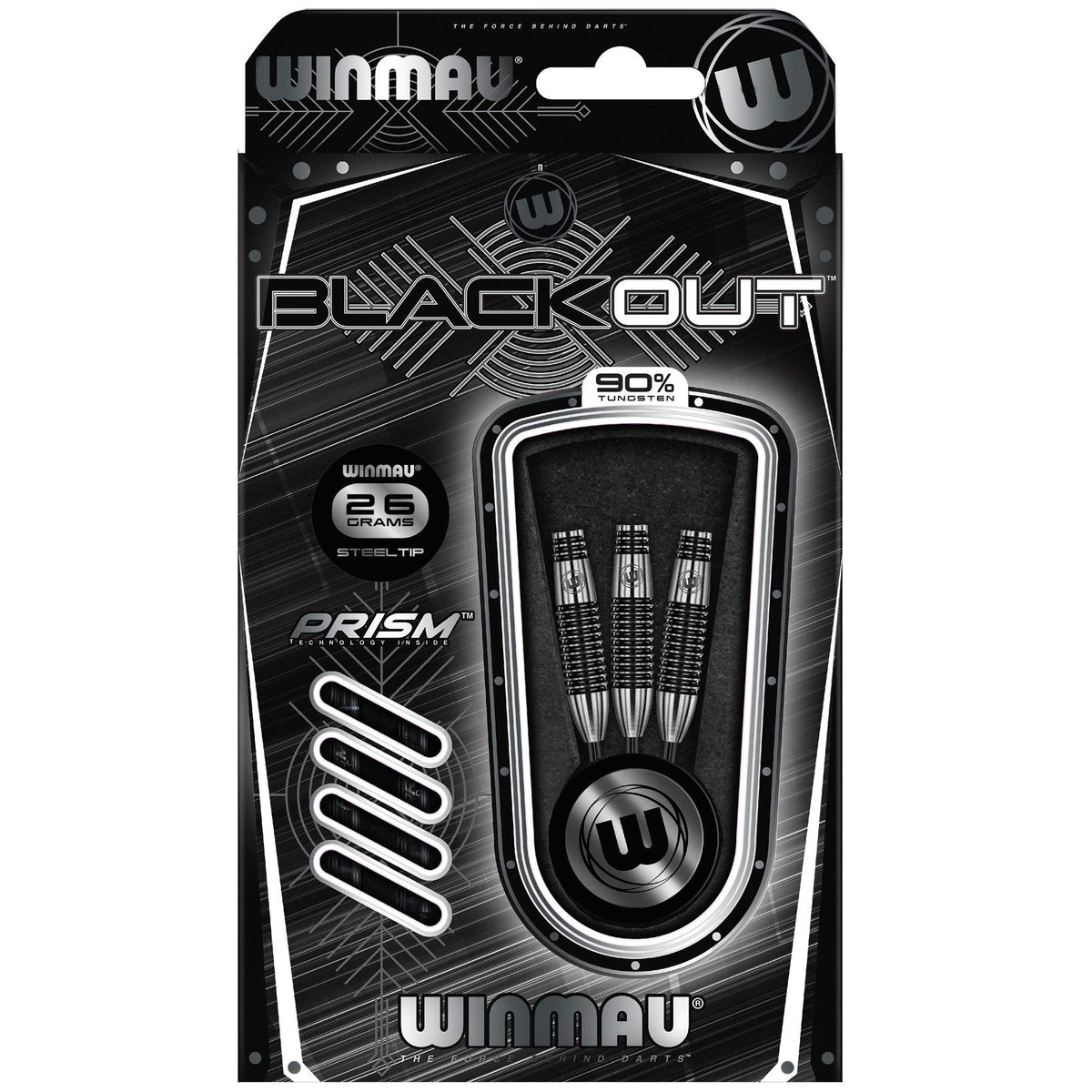 WINMAU Blackout 26 Gram Tungsten Darts Set with Flights and Shafts (Stems)