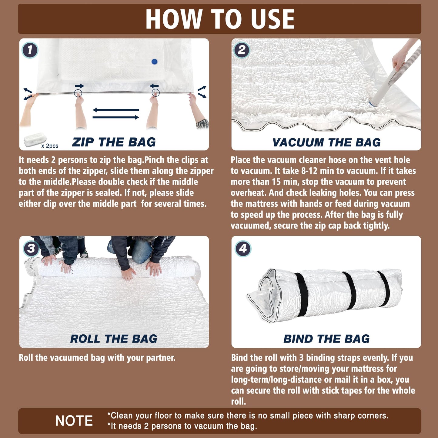 Mattress Vacuum Bag for Memory Foam Mattress, Latex Mattress Vacuum Seal Bag with Straps, Moving, Storage and Shipping