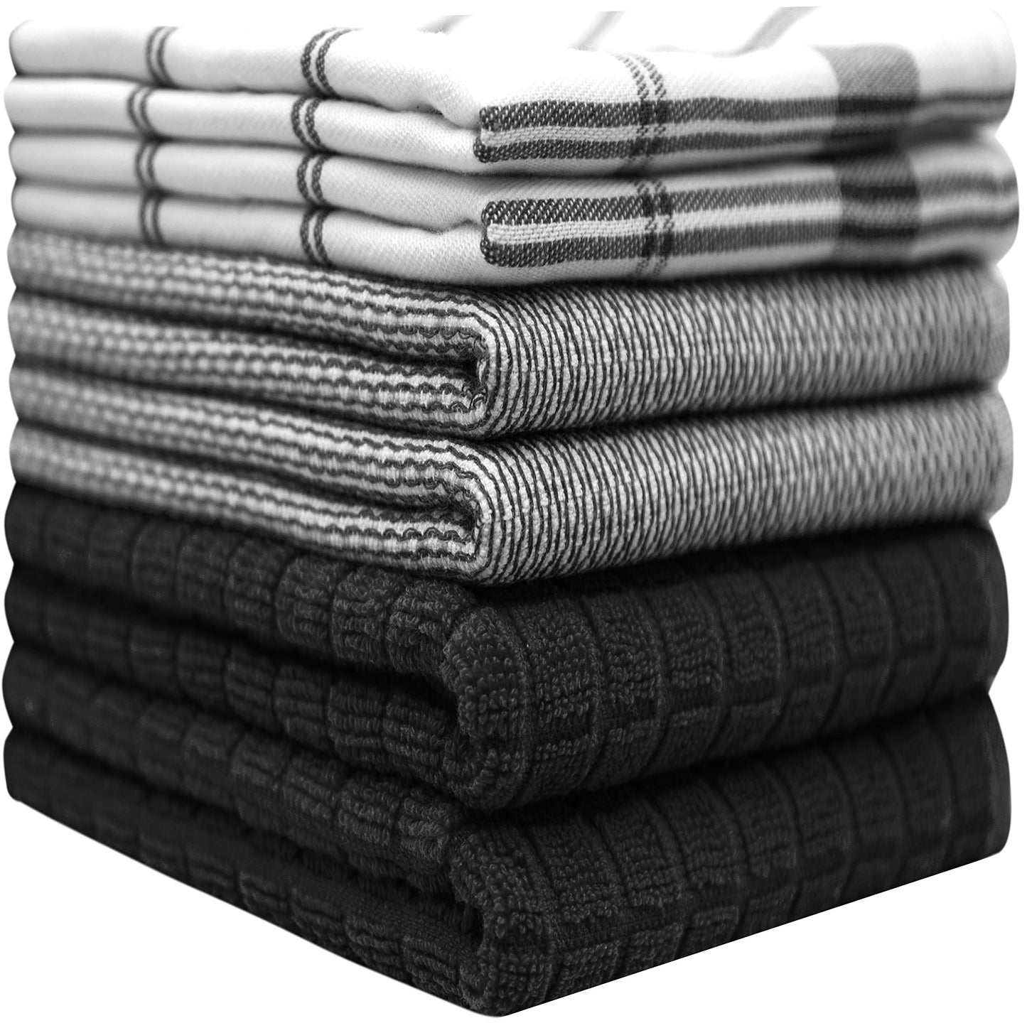 Premium Tea Towels (20”x 28”/ 50 x 70 cm, 6 Pack) – Large Cotton Kitchen Tea Towel – Flat & Terry Towel