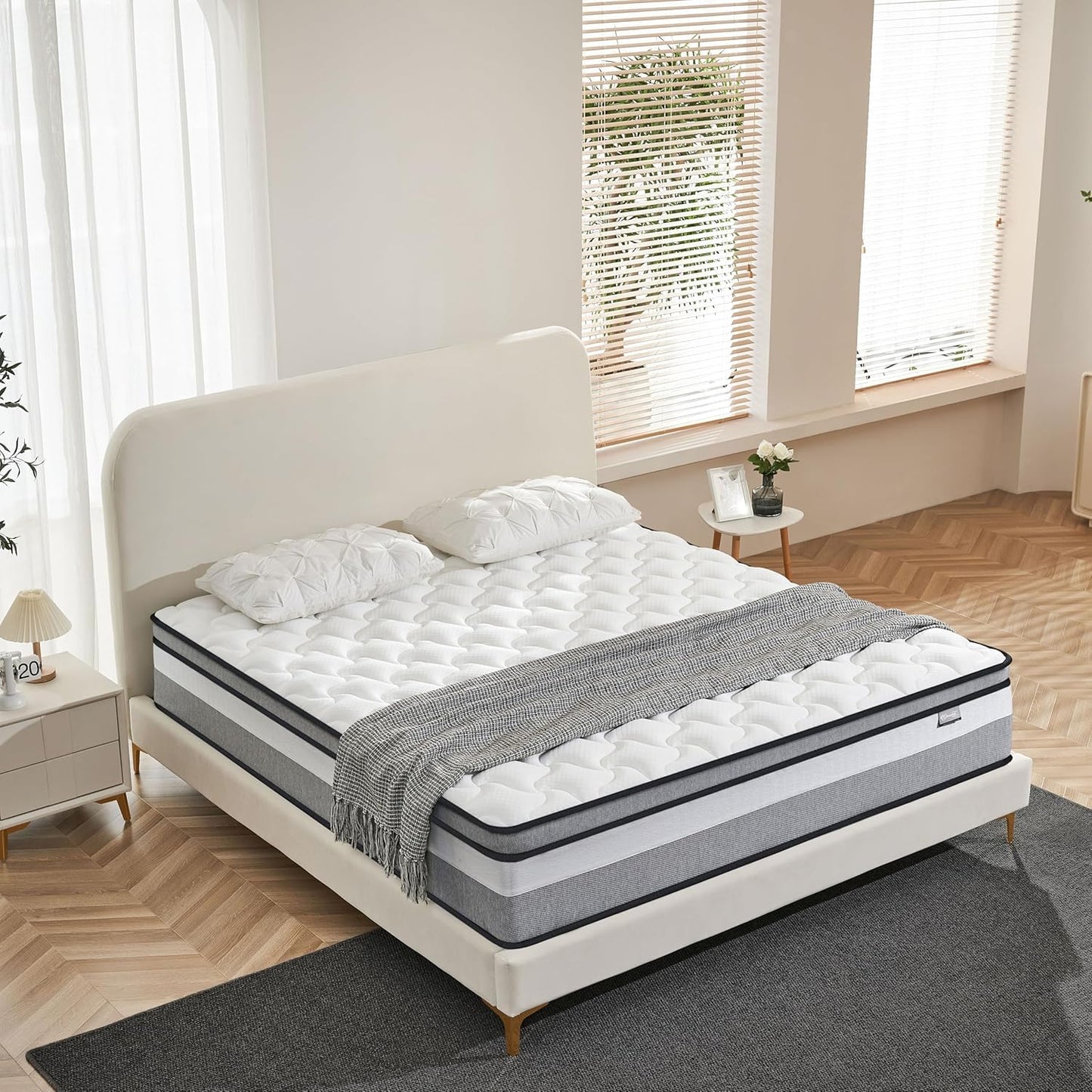 Giovanly Double Mattress,Hybrid Mattresses in a box with Memory Foam,Medium Firm, Individual Pocket Spring with Breathable Knitted and Back Pain