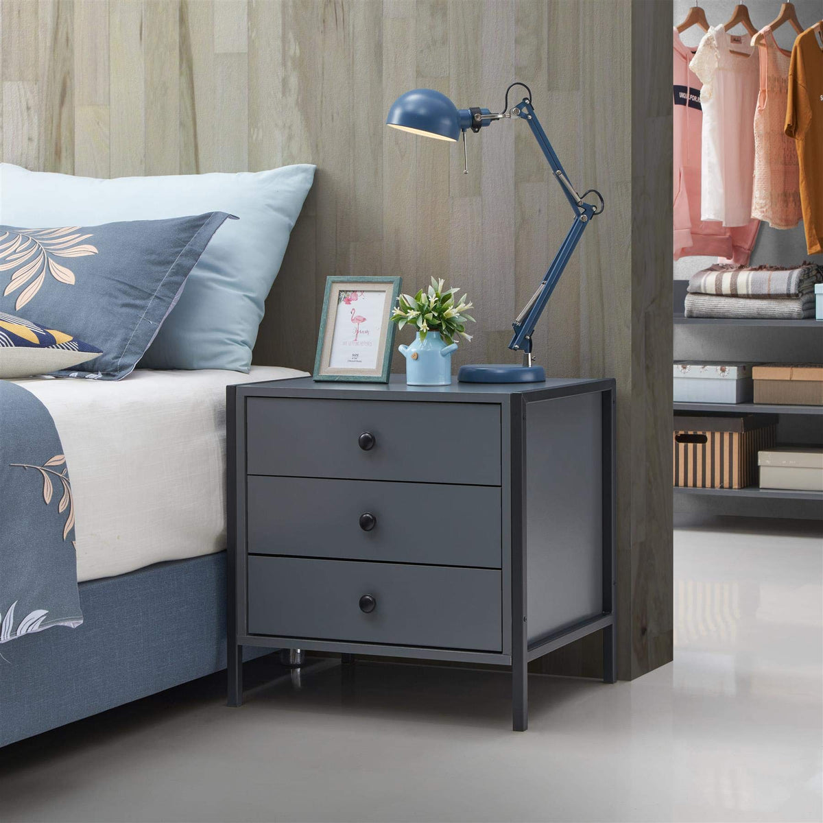 Timber Art Design UK Zahra Bedside Table with 3 Drawer Chest Cabinet Storage Unit Nightstand Table Modern Furniture for Living Room, Bedroom, Hallway,