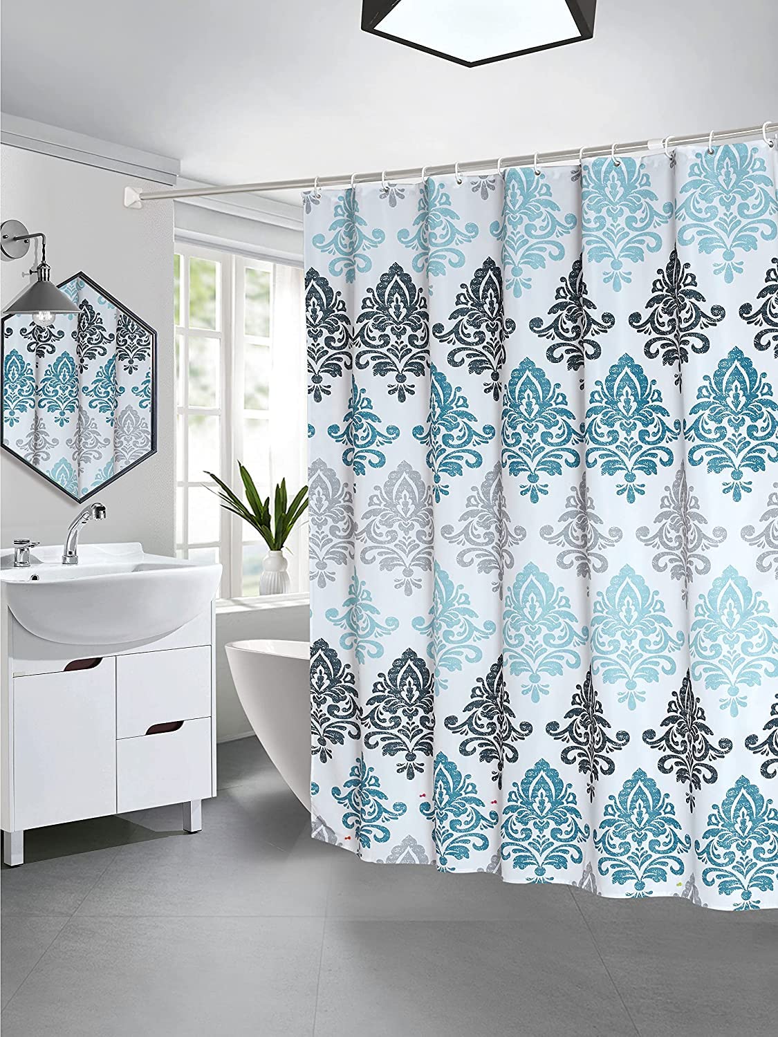 Tennove Shower Curtain 180 x 200cm Geometric Thick Polyester Fabric Mildew Resistant Shower Curtain Liner for Bathroom Decor Modern Waterproof Bath