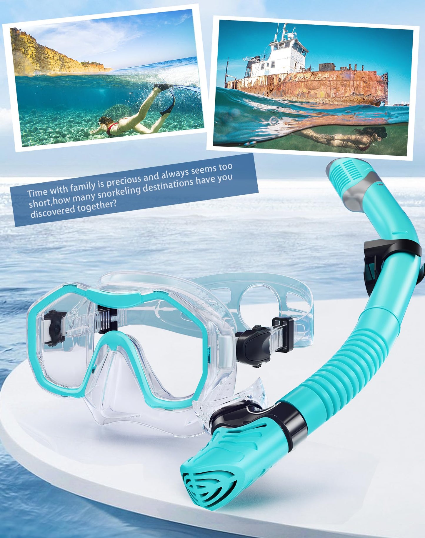 Lealinga Snorkel Set Adults 2Pack, Snorkel Mask Anti-Fog Panoramic View Diving Mask Dry Top Snorkel Kit with Travel Bag Diving Set for Snorkeling