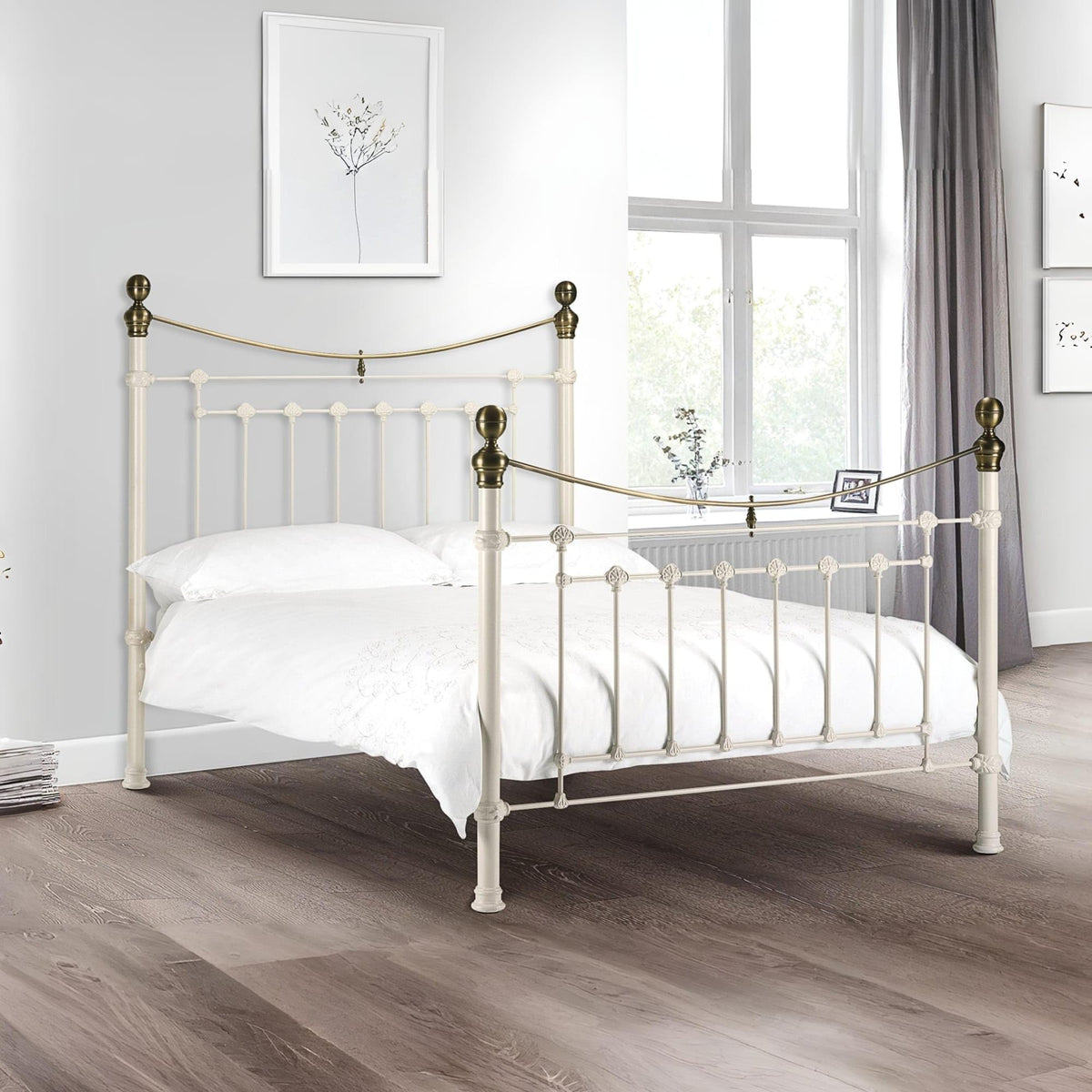 Julian Bowen Victoria Bed, Stone White, Double