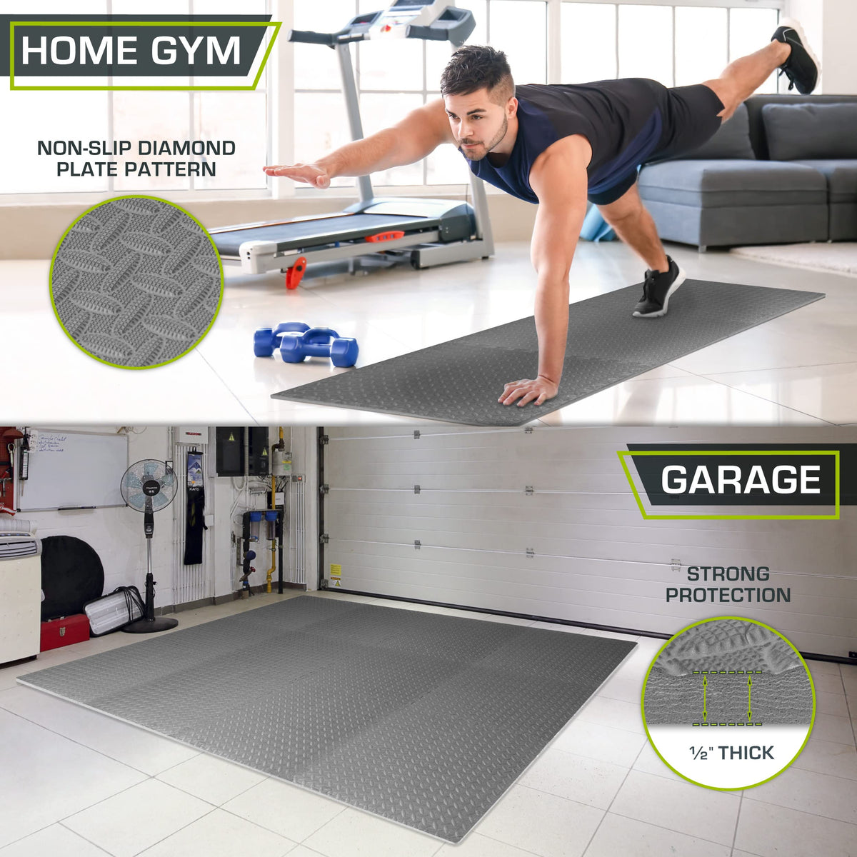 ProsourceFit Puzzle Exercise Mat ? in, EVA Interlocking Foam Floor Tiles for Home Gym, Mat for Home Workout Equipment, Floor Padding for Kids, Grey,