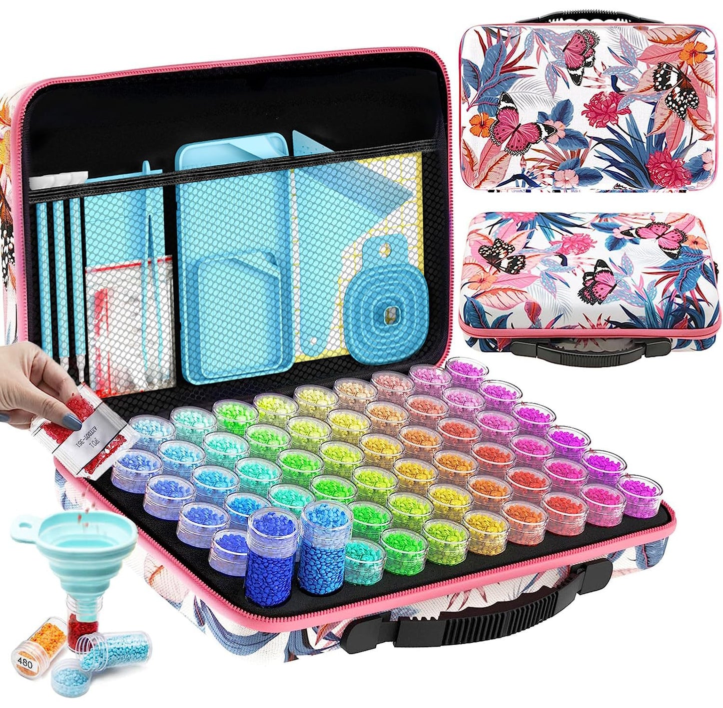 ARTDOT 60 Slots Diamond Painting Storage Boxes, 101pcs Diamond Art Accessories and Tools Kits with Pens, DIY Art Craft Bead Container Storage Boxes