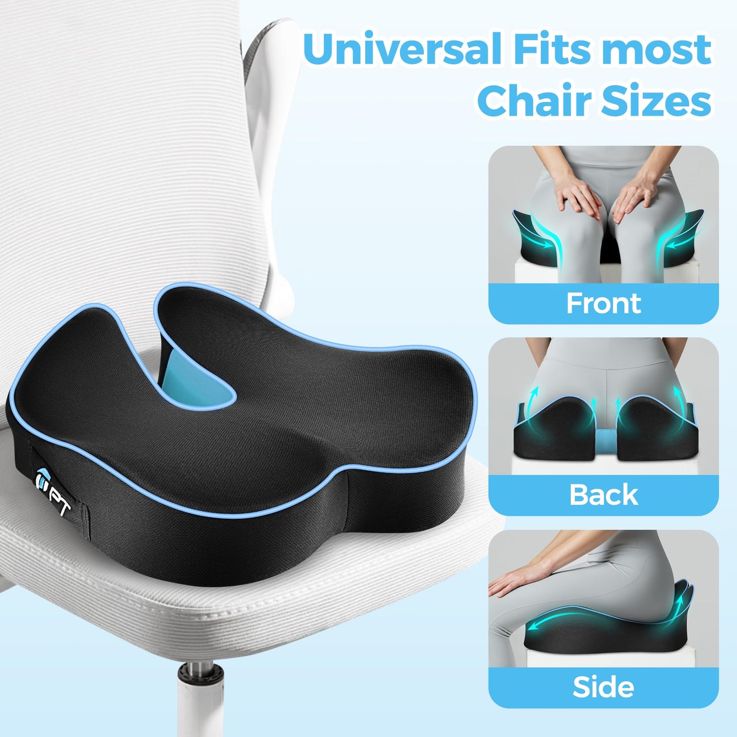 POOTACK Seat Cushions, Comfort Memory Foam Office Chair Cushion, Supportive Desk Chair Cushions Seat Pad for Office Chair/Car Seat/Gaming