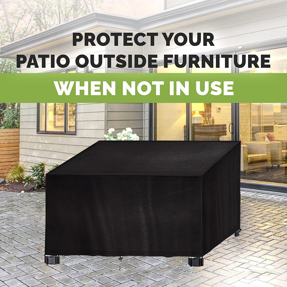Straame - Outdoor Furniture Protection Cover ? Heavy Duty 420D Oxford Fabric ? Waterproof & Windproof Anti-UV - Rectangular Patio Table Cover with