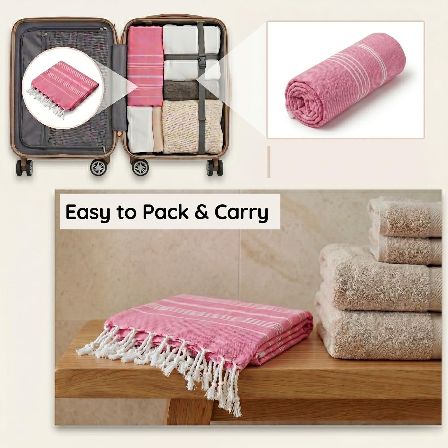 KZY LONDON Beach Towel 2 Pack Large Turkish Beach Towels for Camping, Swimming, Gym - Quick Dry, Absorbent, Lightweight