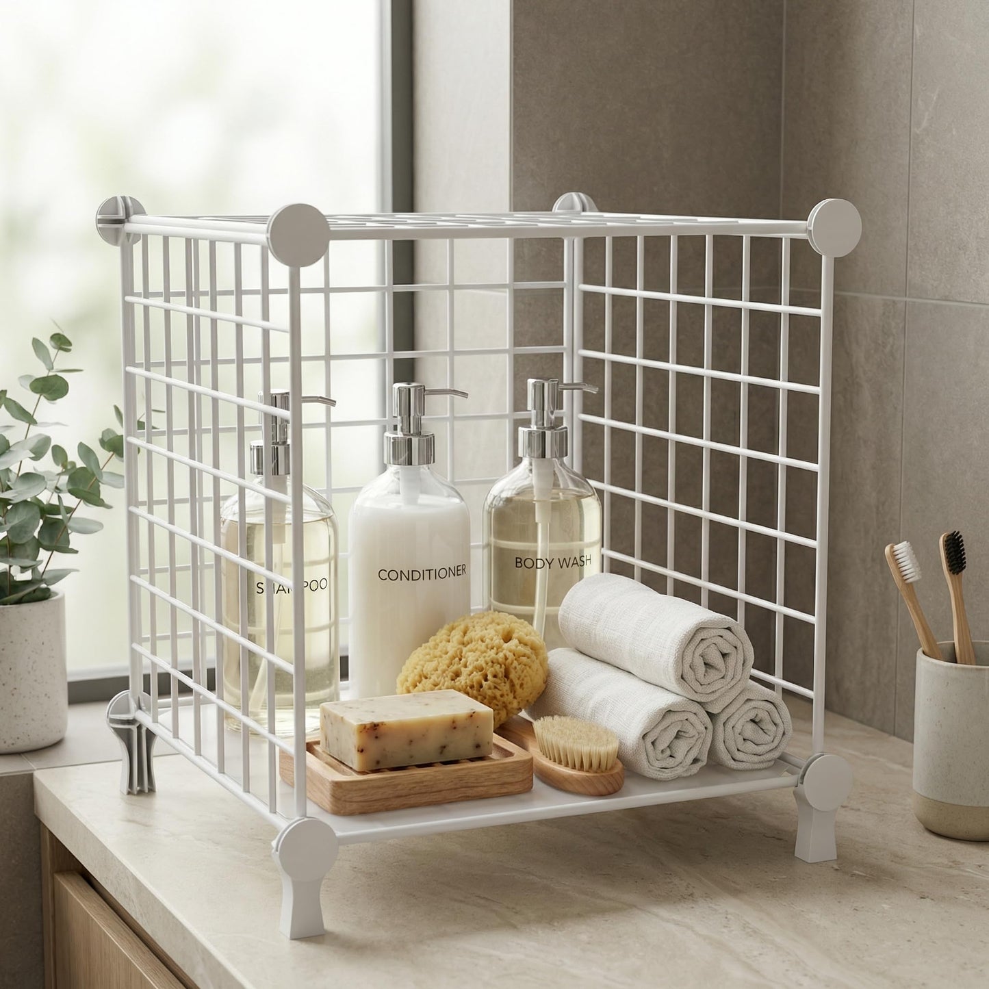 ATTDETJL Cube Storage Unit, Metal Shelving Unit with DIY Bookshelf, White