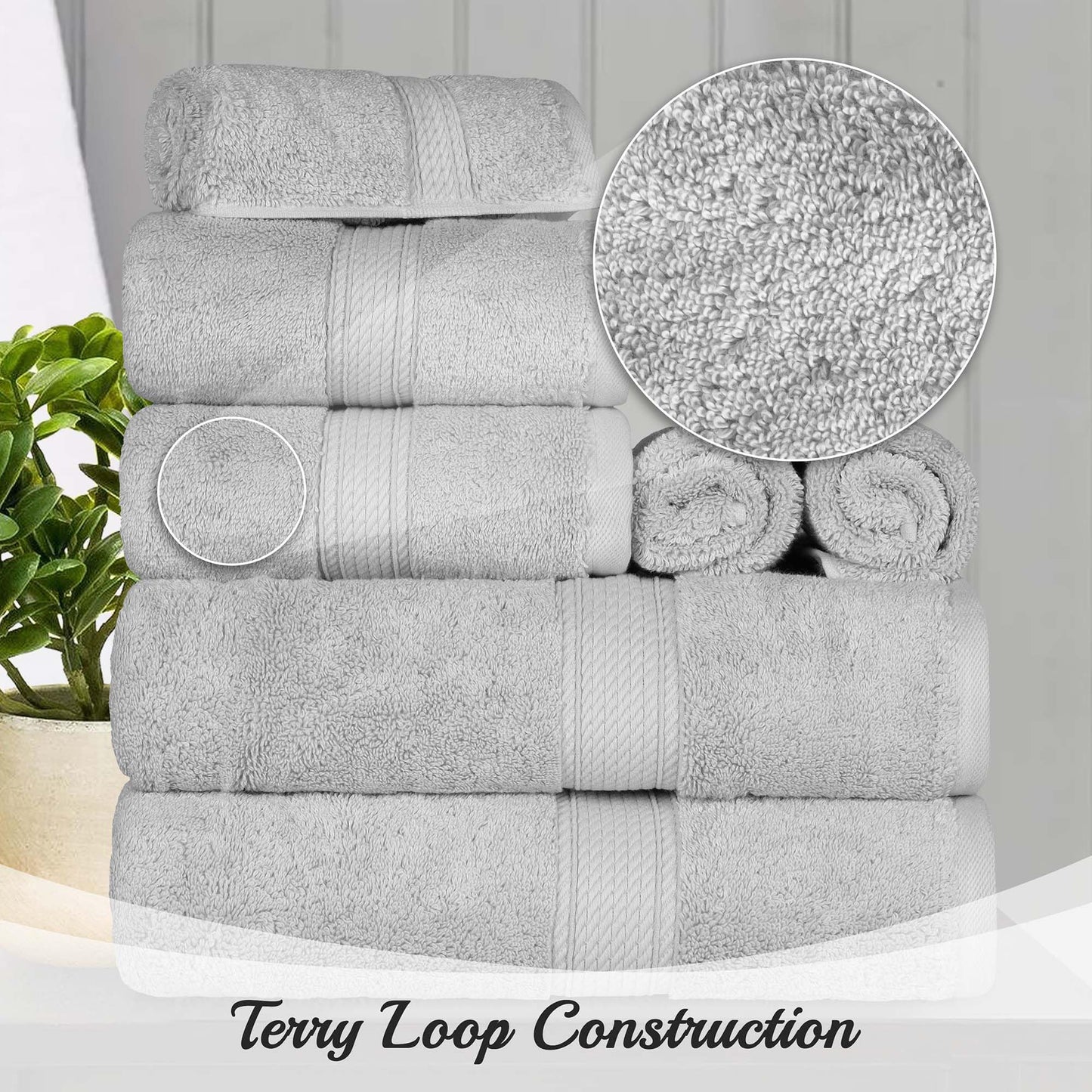 Superior Egyptian Cotton Pile Face Towel/Washcloth Set of 6, Ultra Soft Luxury Towels, Thick Plush Essentials, Absorbent Heavyweight, Guest Bath