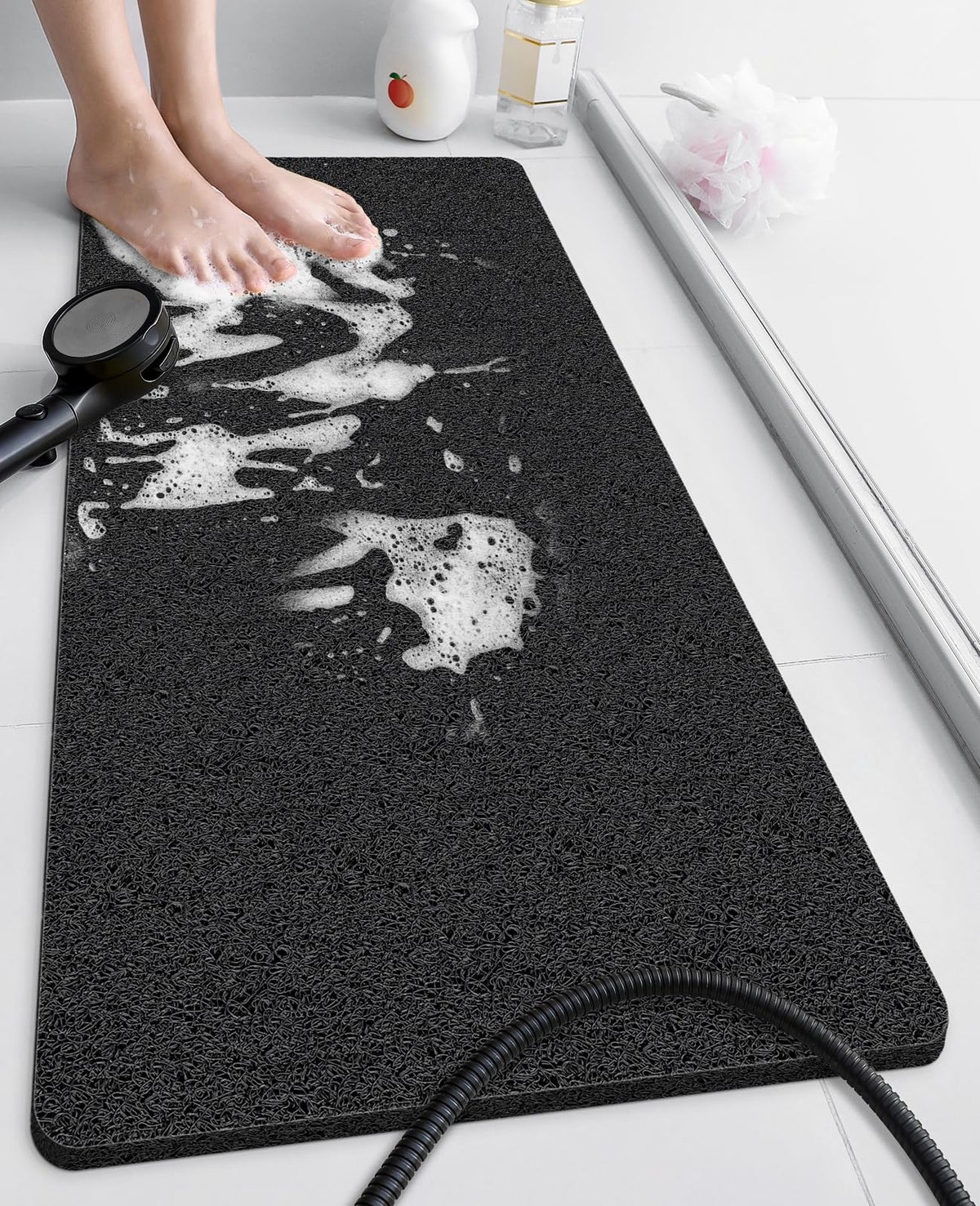 Loofah Mats for Shower, Non Slip Soft Textured Bath, 40x80CM Bathtub Mat with Drain, Phthalate Free, Quick Drying, Soft Comfort Bathroom Mats for Wet