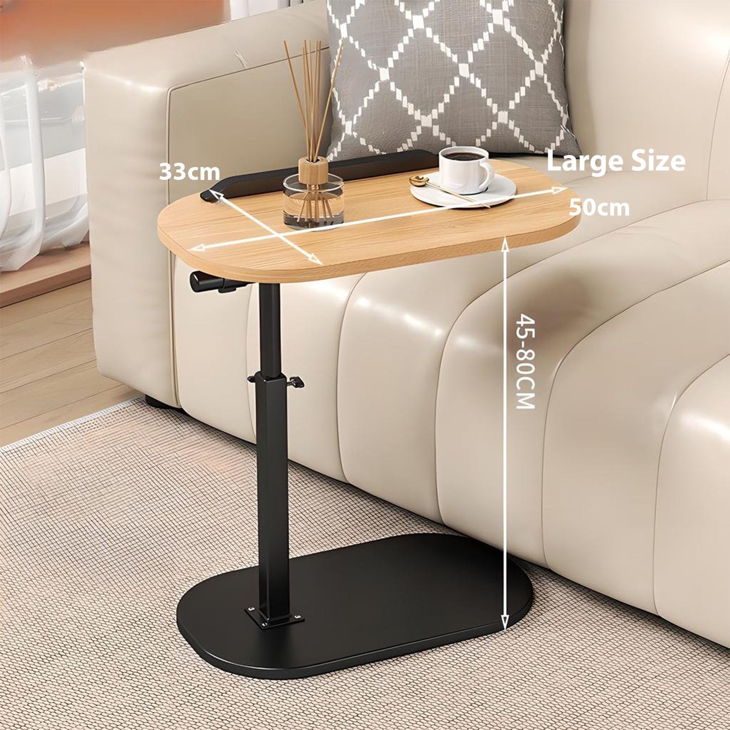 XUDREZ Large Adjustable C Shaped Side Table, Black