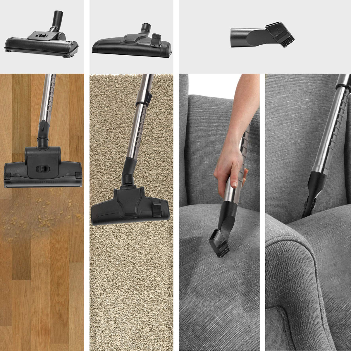 Duronic Vacuum Cleaner VC7020 Cylinder Vacuum Cleaners Crevice & Turbo Brush for Upholstery, Bagless Vac for Pet Hair, Carpets, Wood & Floor