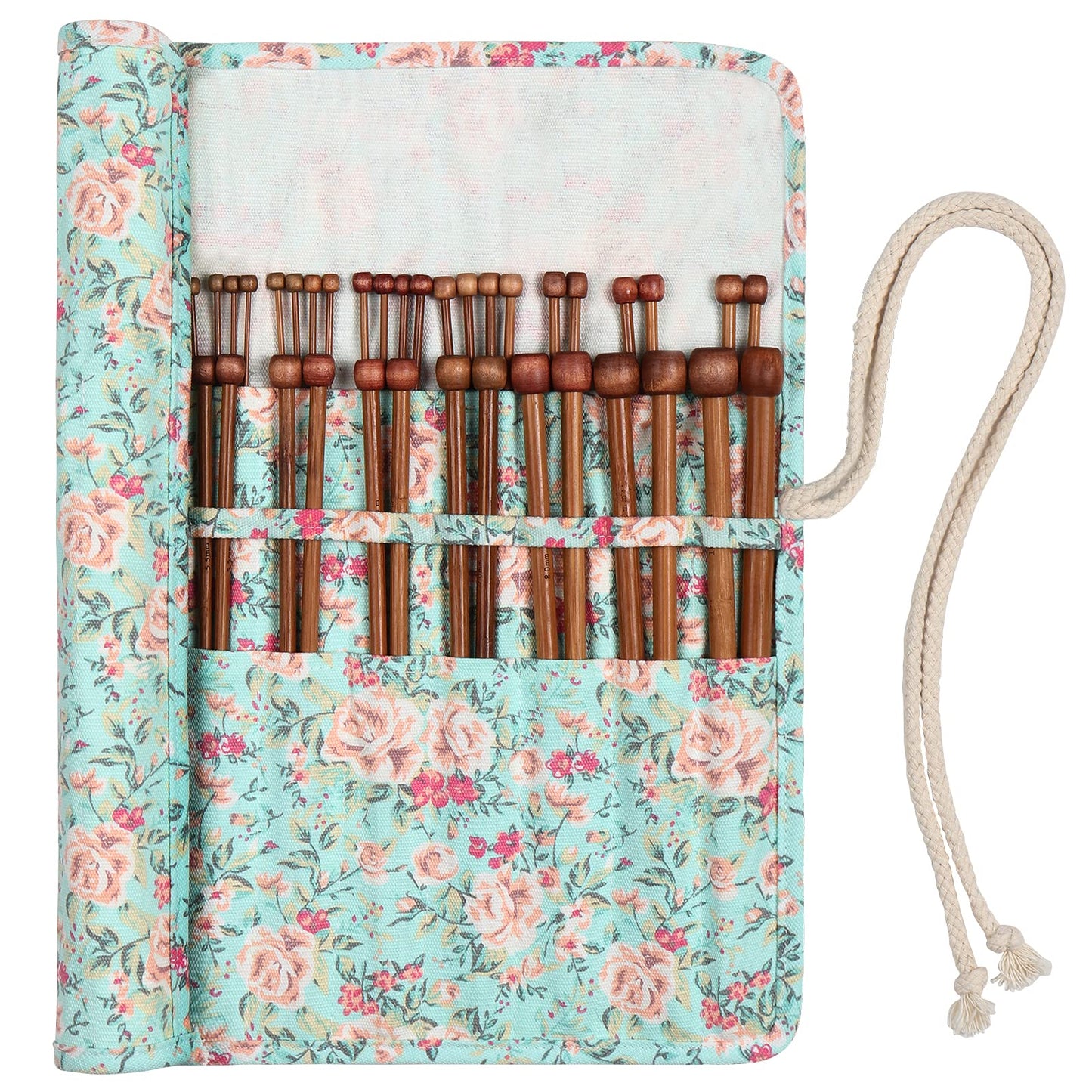 Coopay Straight Bamboo Knitting Needles 35cm, Lightweight Wooden Knitting Needle Set With Carry Case, Warm Bamboo Needles for Arthritis Hands UK Size