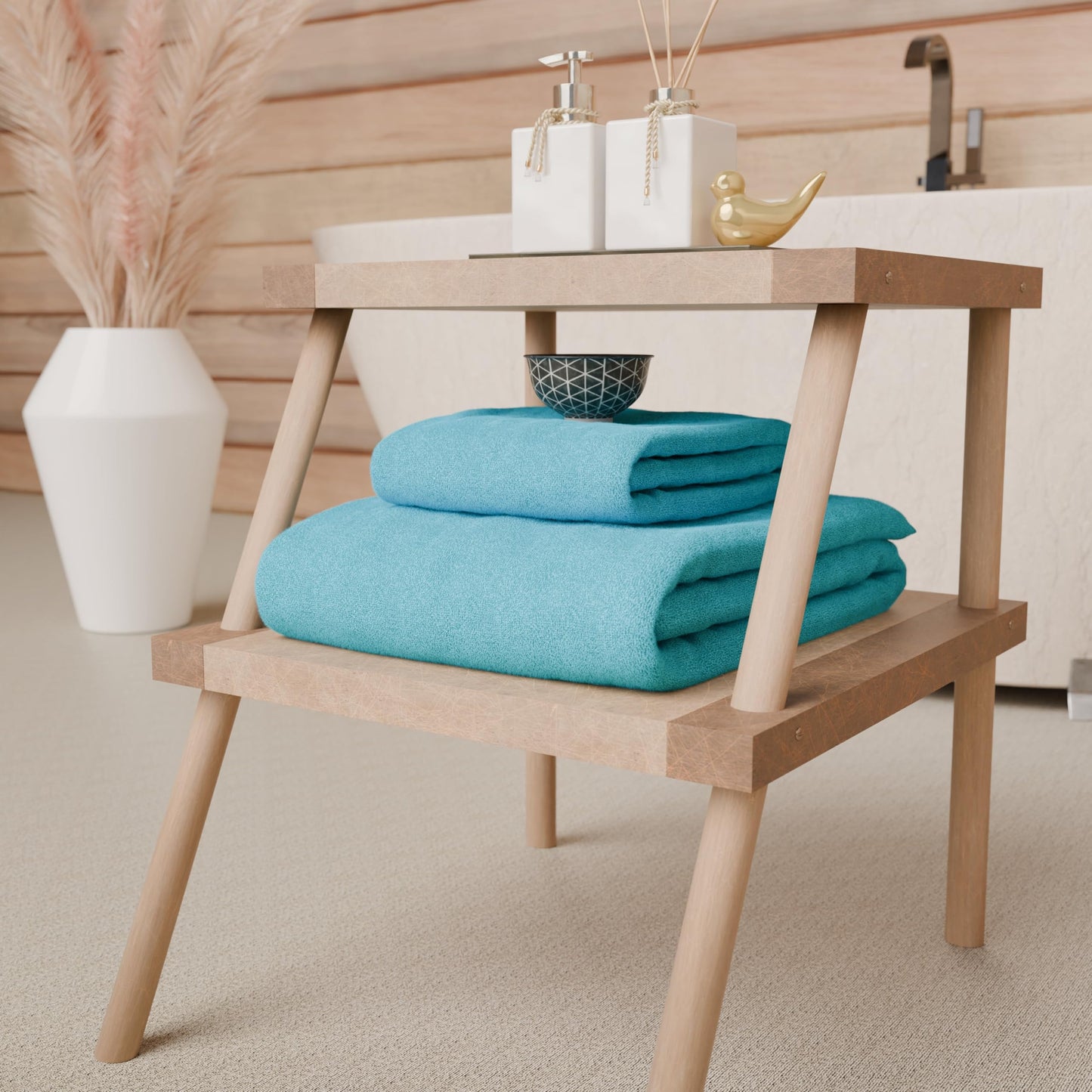 PETTI Artigiani Italiani - 100% Cotton Terry Bath Towels, 1+1 Towel Set, 2 Pieces 1 Face Towel and 1 Hand Towel, Turquoise Towels