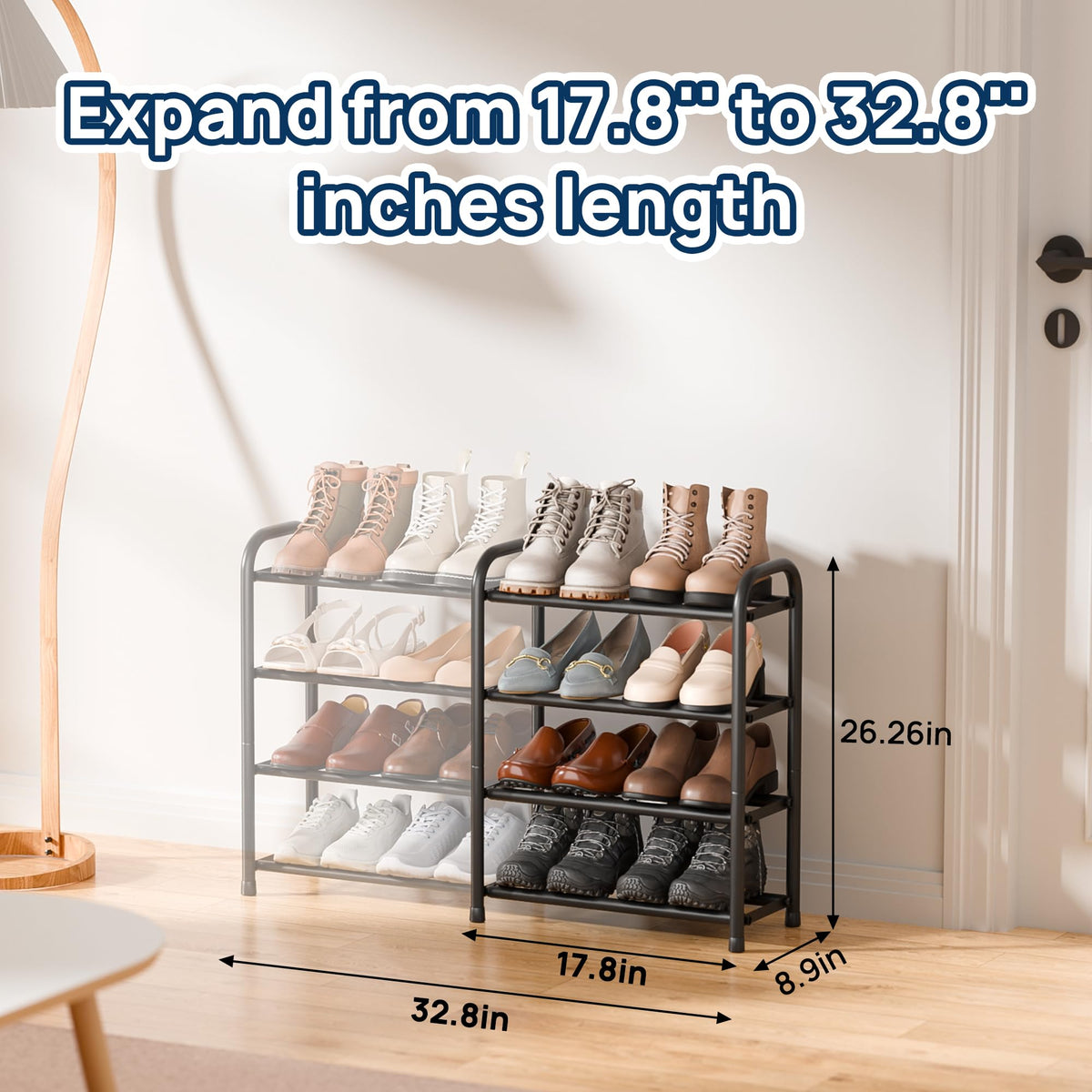 ENJOYBASICS Expandable Shoe Rack, 4 Tier Adjustable Shoe Storage Shelf