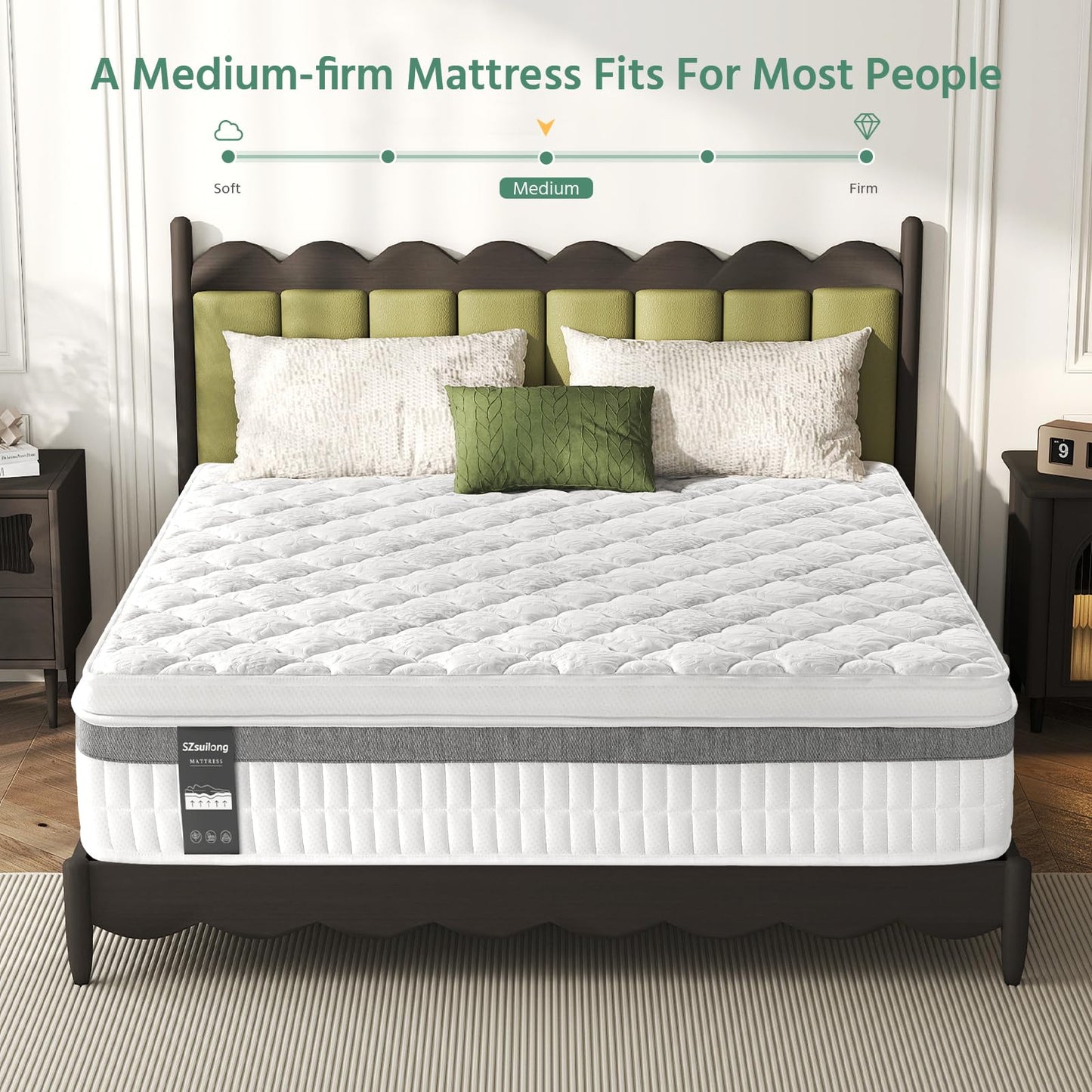 SZsuilong Small Single Mattress, 11 inch Single Hybrid Mattresses Pocket Sprung, 7-Zone Orthpaedic Mattress Medium Firm for Pressure Relief