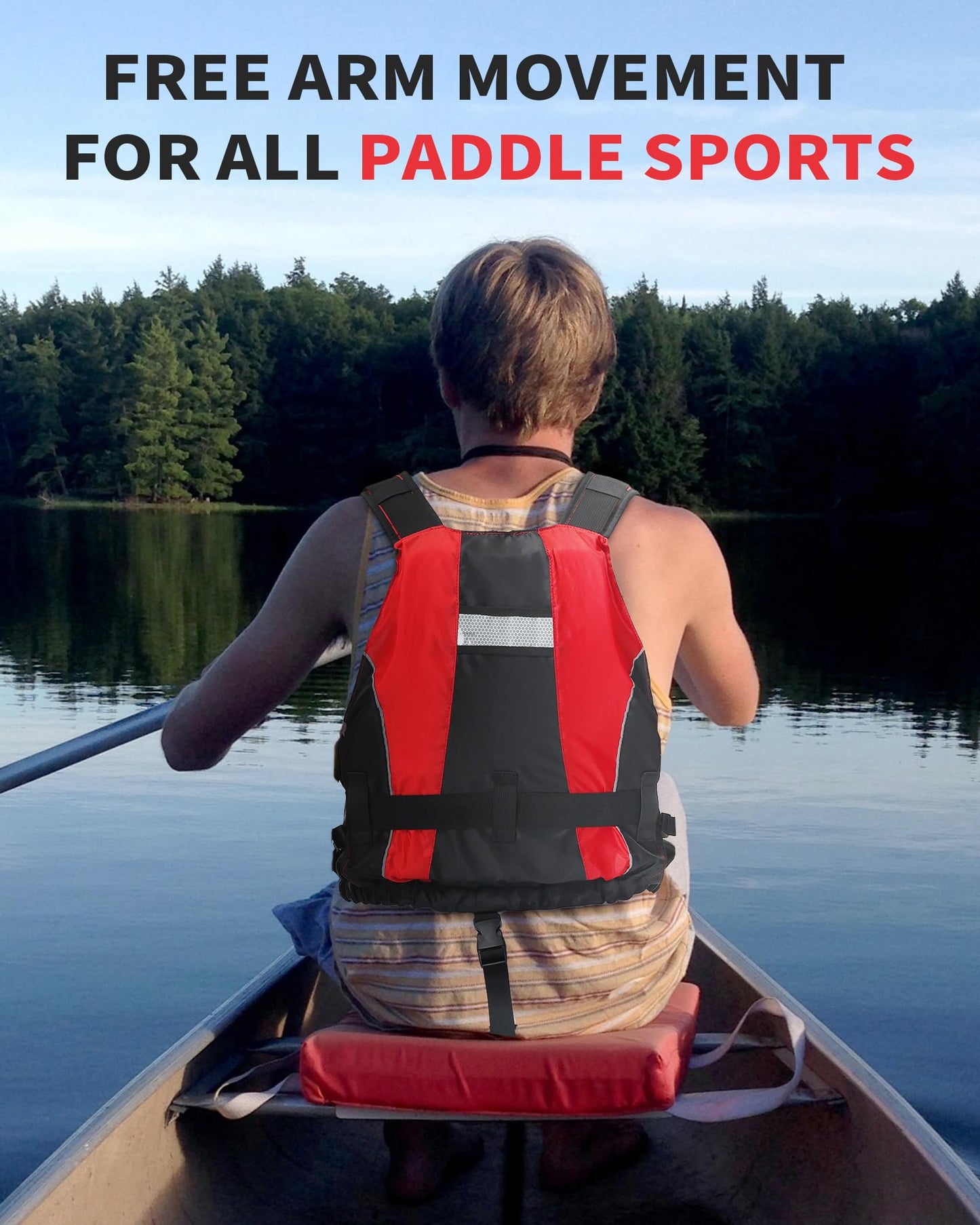 Owntop Buoyancy Aids Adults, Foam Buoyancy Vest Jacket with Crotch Strap Inner Pocket Unisex for Paddleboarding Kayaking Sup Fishing - Red XL/XXL