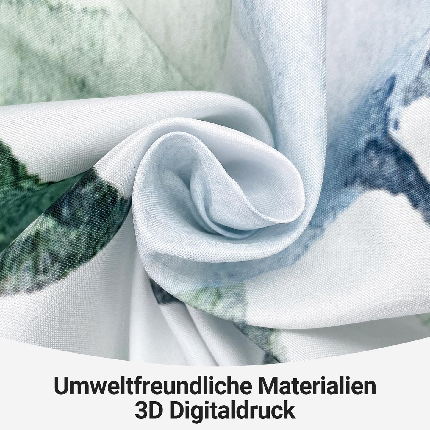 Lerores Shower Curtain, 180 x 180 cm, Leaf, Weighted Hem, Anti-Mould Textile, Water-Repellent