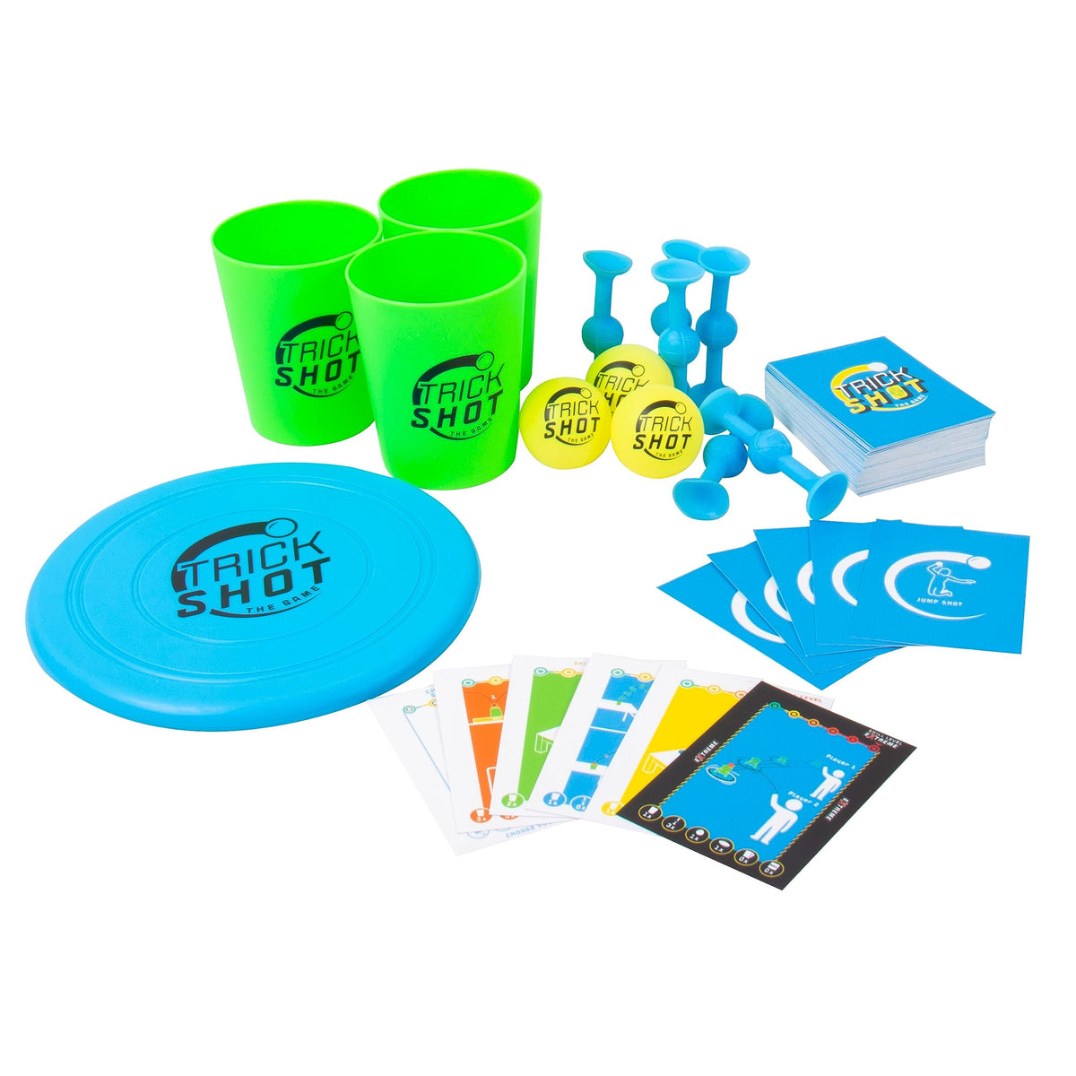 Fizz Creations Trick Shot The Game. Includes All You Need to Practice the Perfect Shot! Includes Stacking Cups, Ping Pong Balls, Sticky Darts,