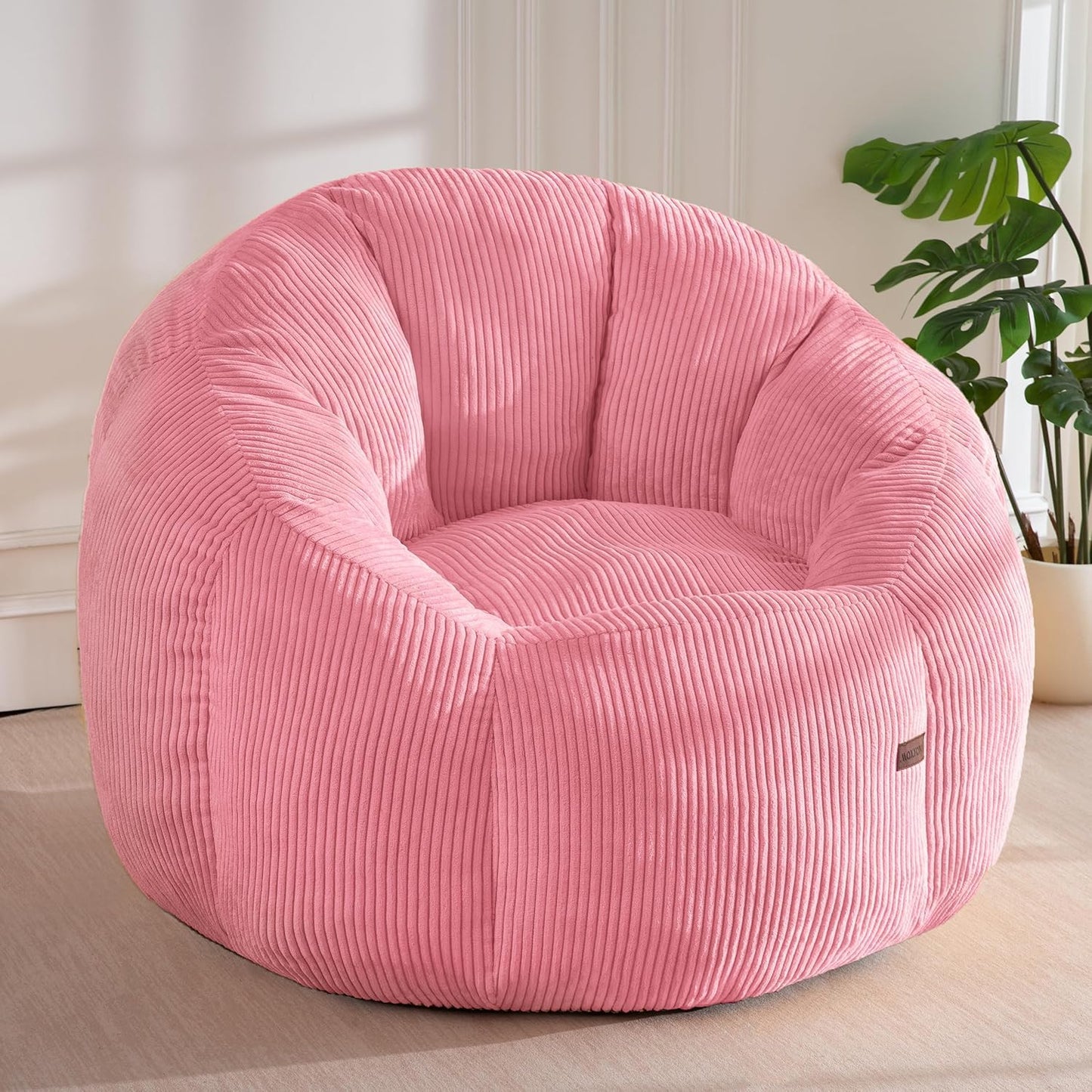 MAXYOYO Bean Bag Chair,Pumpkin Shaped Bean Bag Sofa Includes Filling,Comfy Corduroy Beanbag Sofa for Living Room Bedroom