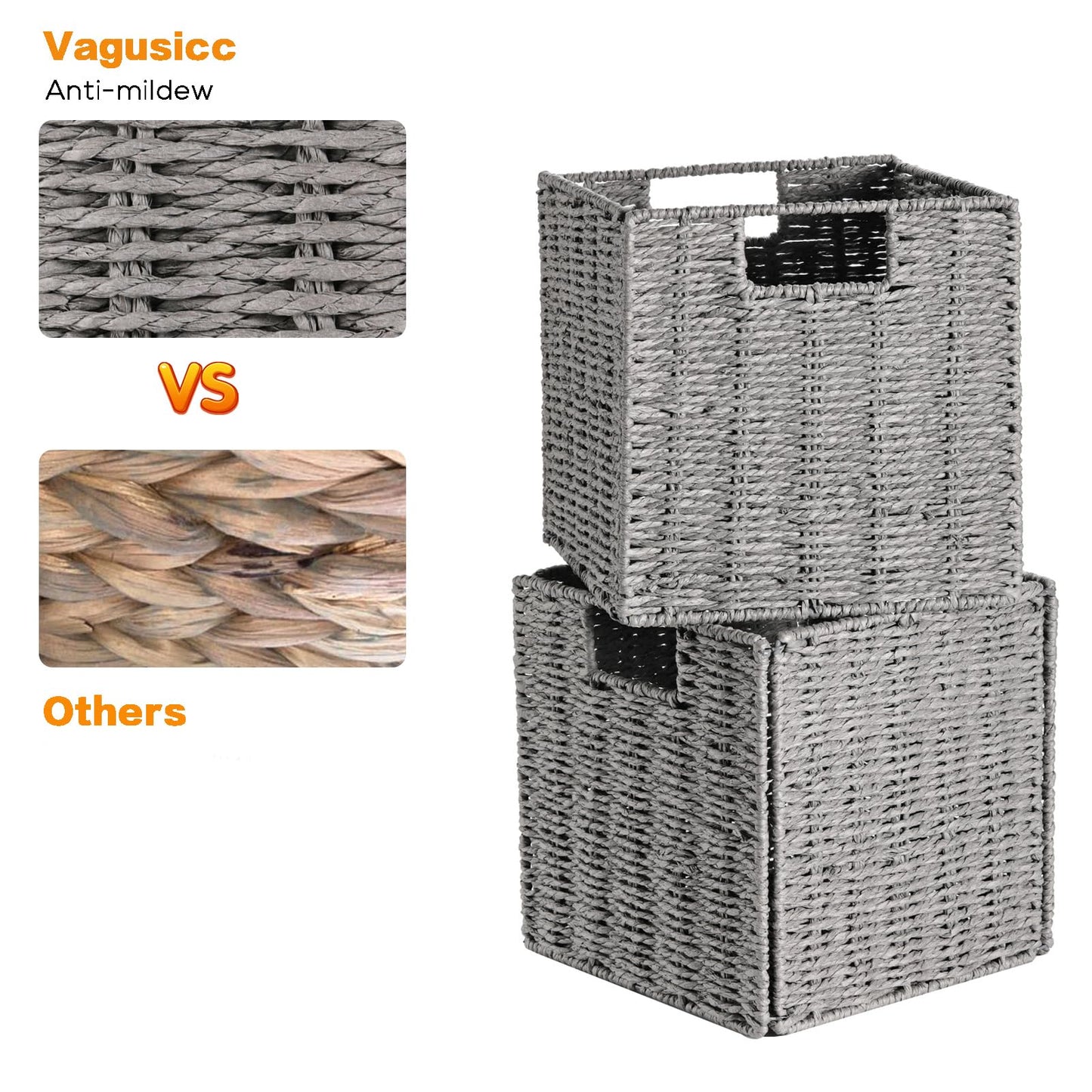 Vagusicc Storage Cubes, Collapsible Storage Boxes, Fit Cube Storage Unit Storage Basket, Storage Baskets with Handles