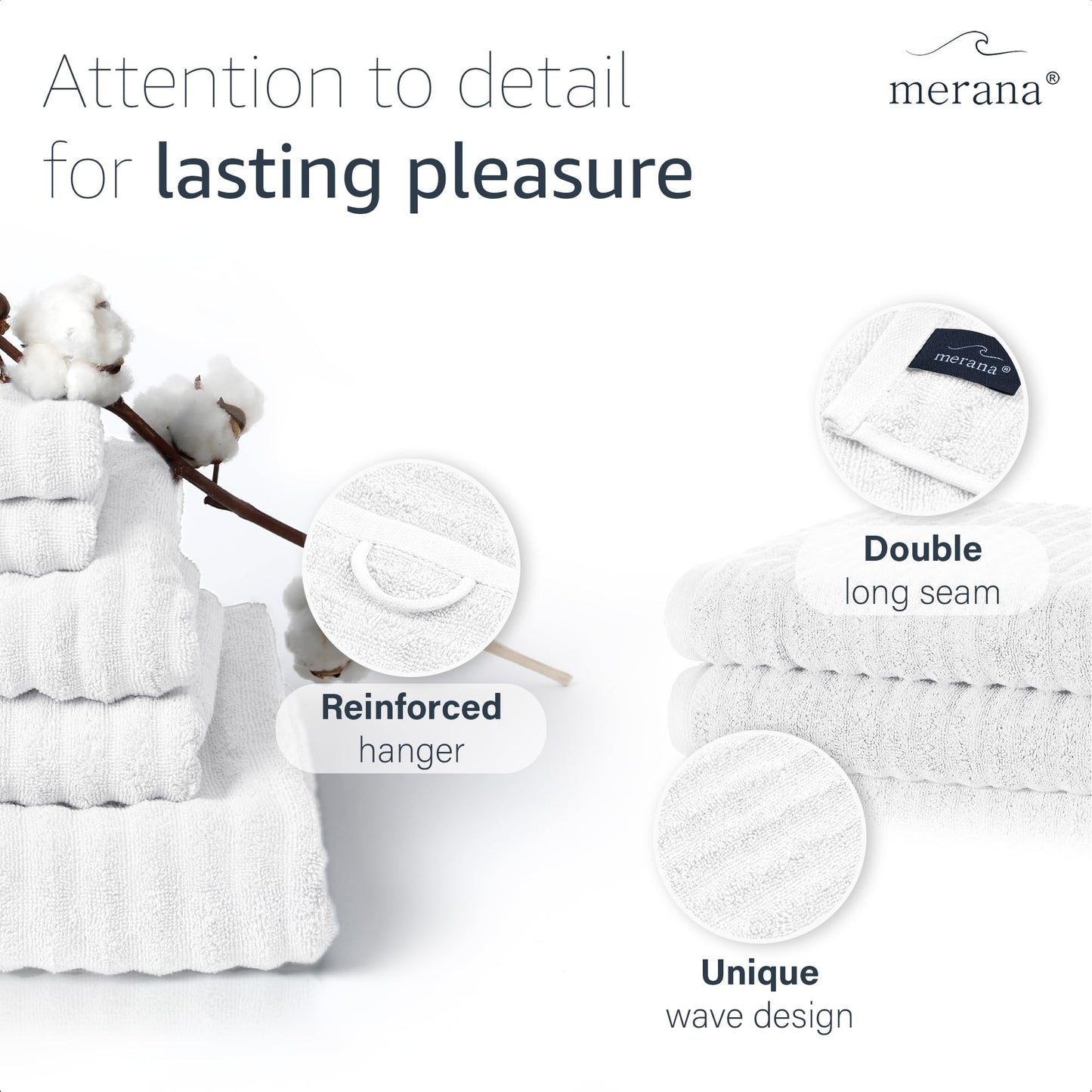Merana OSLO towel set | quick-drying, soft & lint-free | terry luxury quality | 100% cotton terrycloth | OEKO-TEX | 590 GSM | gift set | White