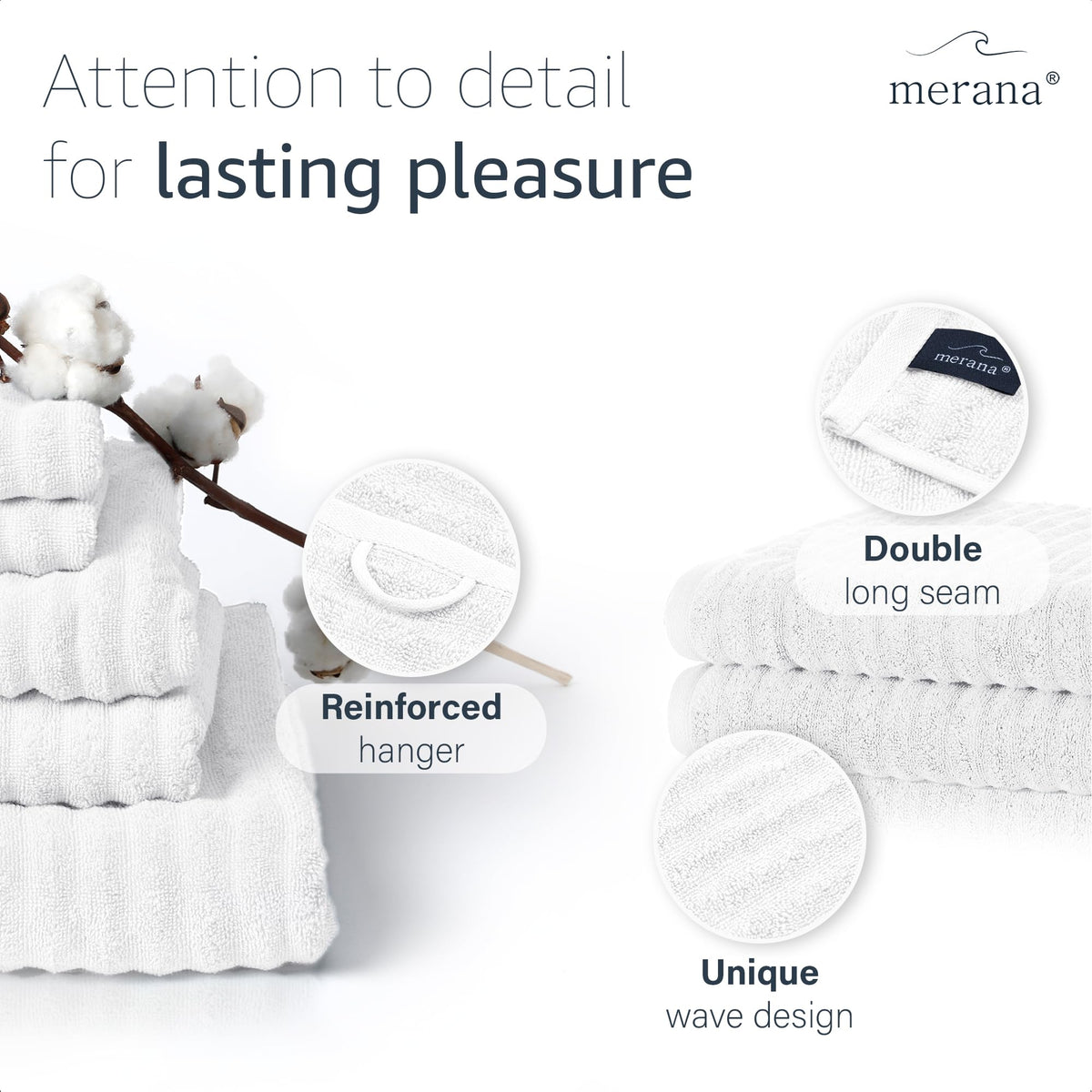 Merana OSLO towel set | quick-drying, soft & lint-free | terry luxury quality | 100% cotton terrycloth | OEKO-TEX | 590 GSM | gift set | White