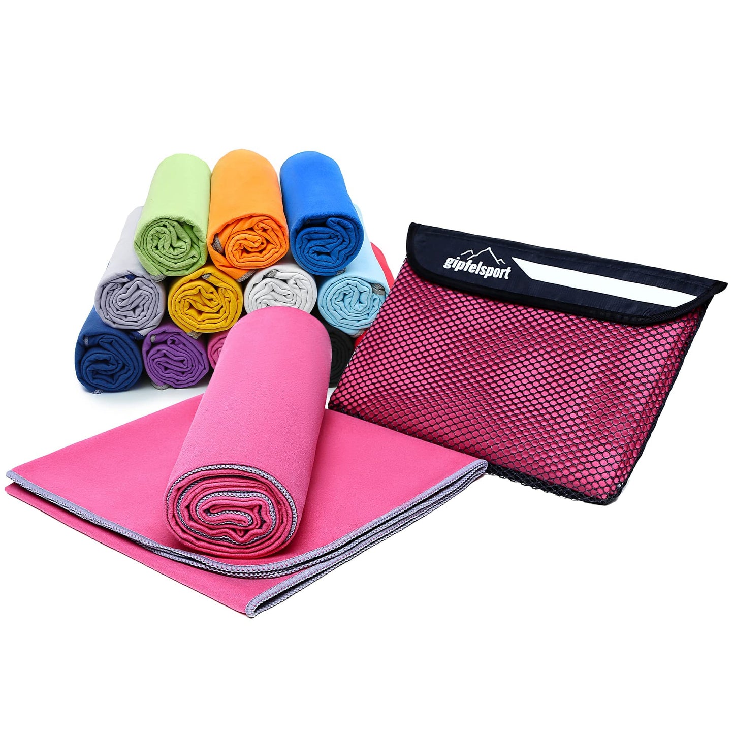 gipfelsport Microfibre Towel Set2 1x S(80x40cm) & 1x XL(180x80cm) Fuchsia