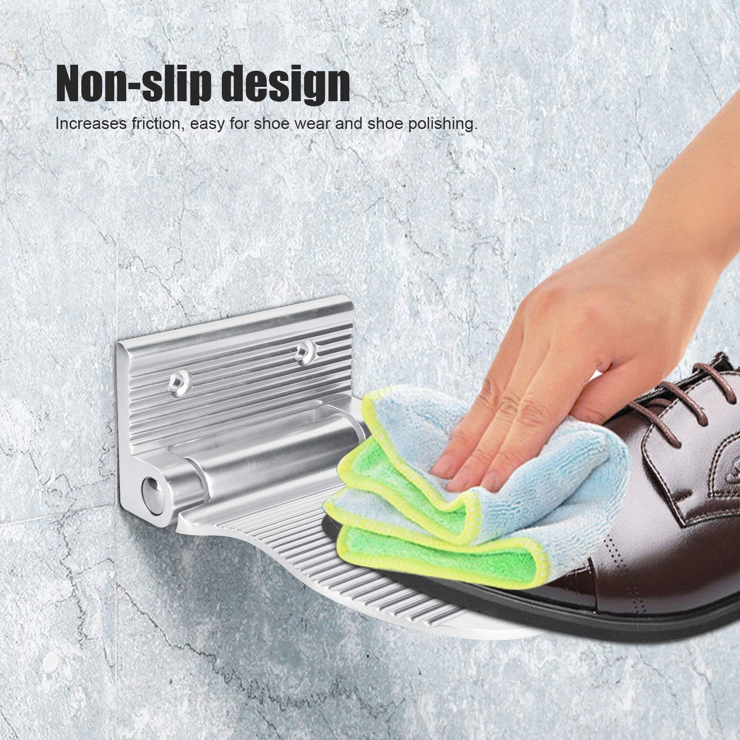 Shipenophy Foot Rest, Shower Foot Shaving Shelf, Wall Mount Space Aluminum Non-Slip Foot Pedal for Hallway Bathroom for Shaving Legs Shower Combo Set
