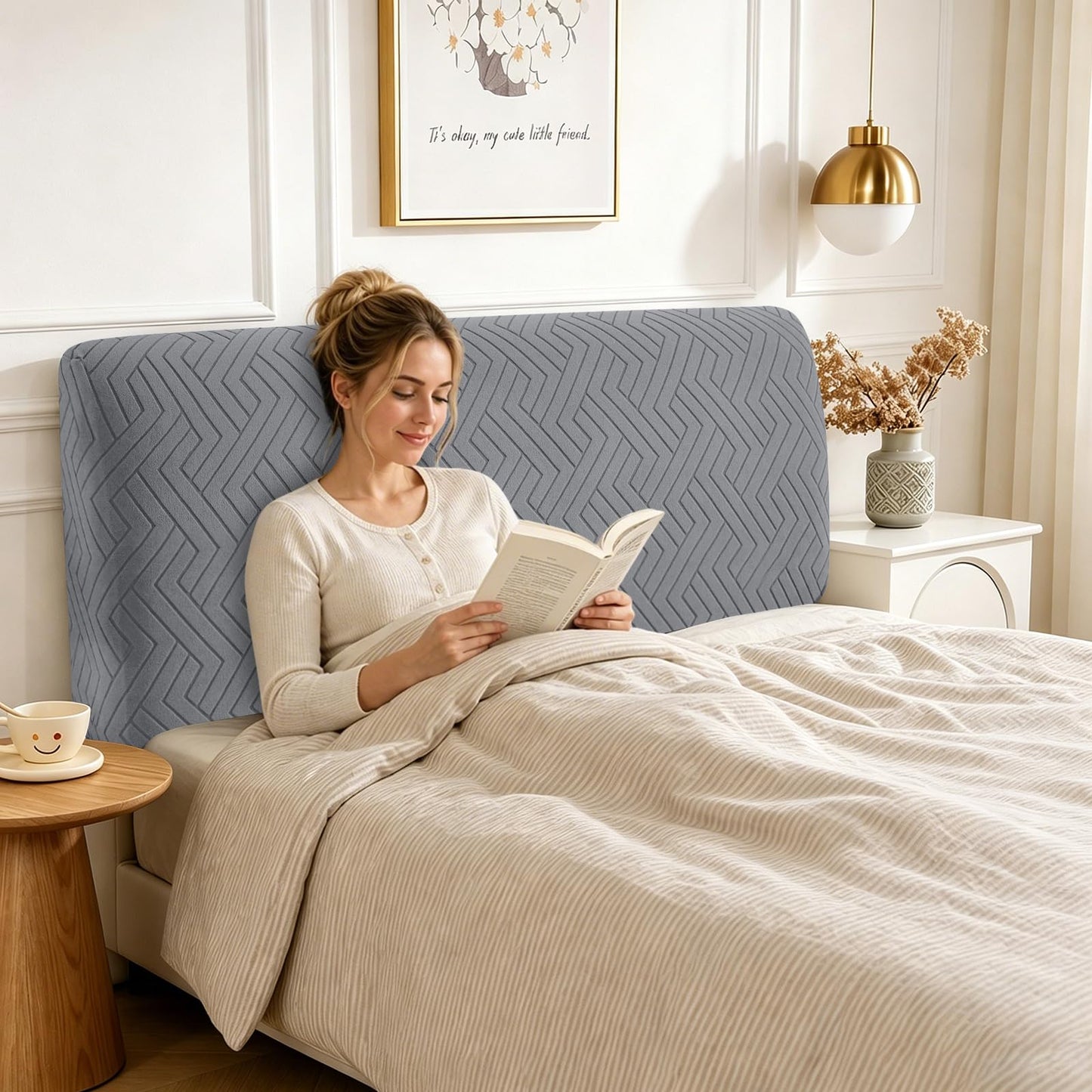 CYCMACO Elastic Bed Headboard Cover, 150 cm, Soft Stretch Bed Headboard Cover, Dustproof Bed Headboard Covers, Modern Bed Headboard Cover, Universal