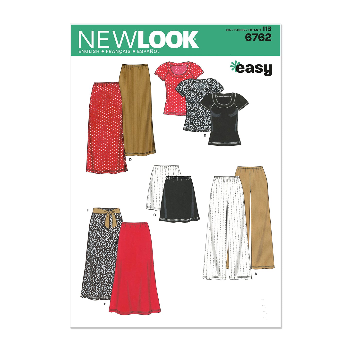 New Look Sewing Pattern 6762: Misses Separates, Size A, paper, Multicoloured, A (XS-S-M-L-XL)