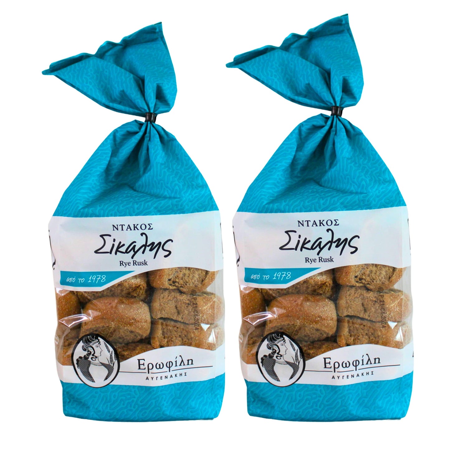Erofili Rye Rusks from Crete 2 x 400g (800g) | Authentic Greek Rye Barley Rusks | Traditional Mediterranean Bread Snack | Natural Ingredients, Low