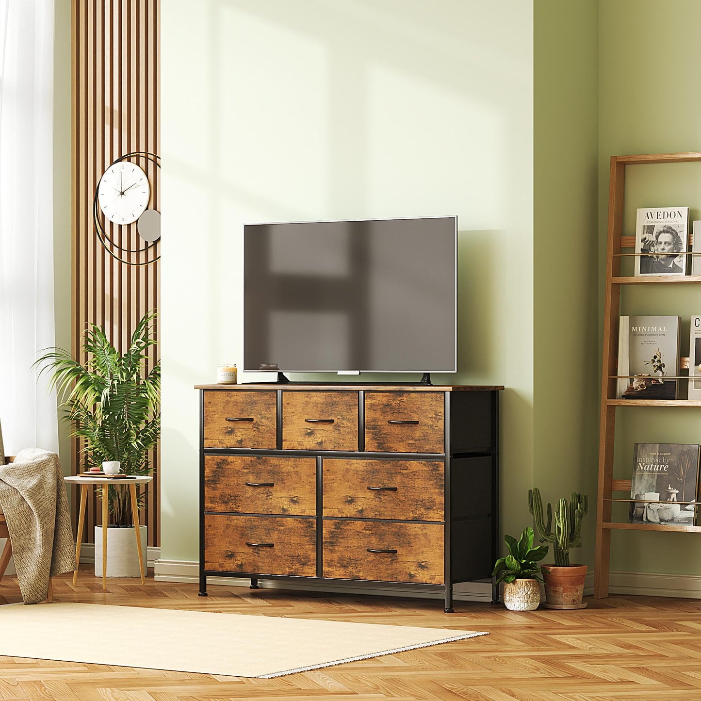 CAIYUN Chest of Drawers for Bedroom with 7 Drawers, Fabric Storage Drawer, Tall Brown Hallway Storage Unit